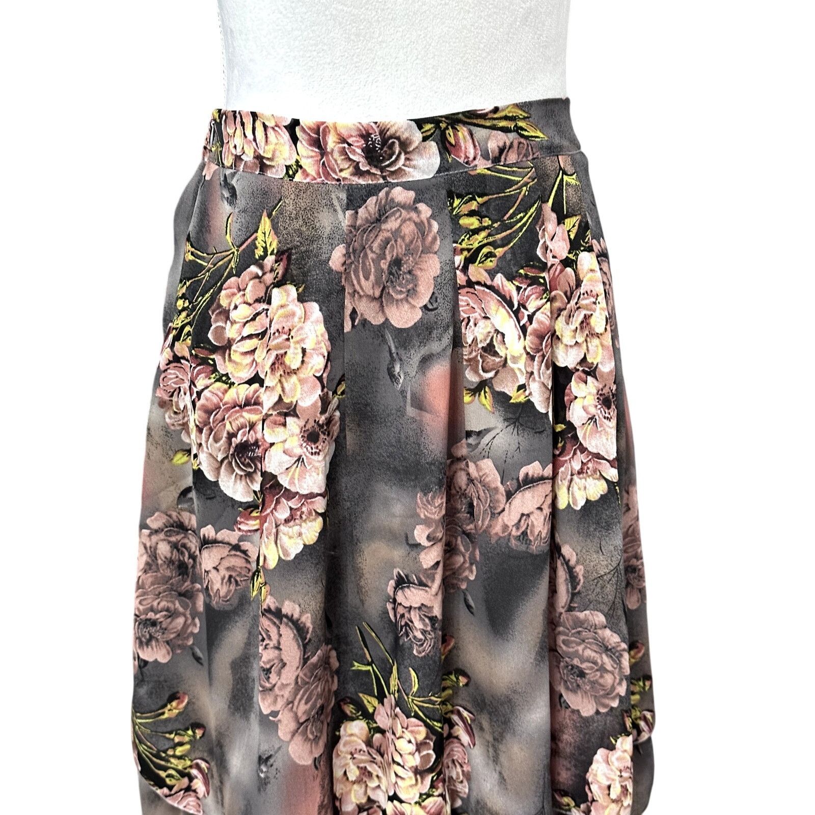 Other Classic Fashion A-Line Skirt Floral Layered Hem Pink/Gray L Size 27" / US 4 / IT 40 - 2 Thumbnail
