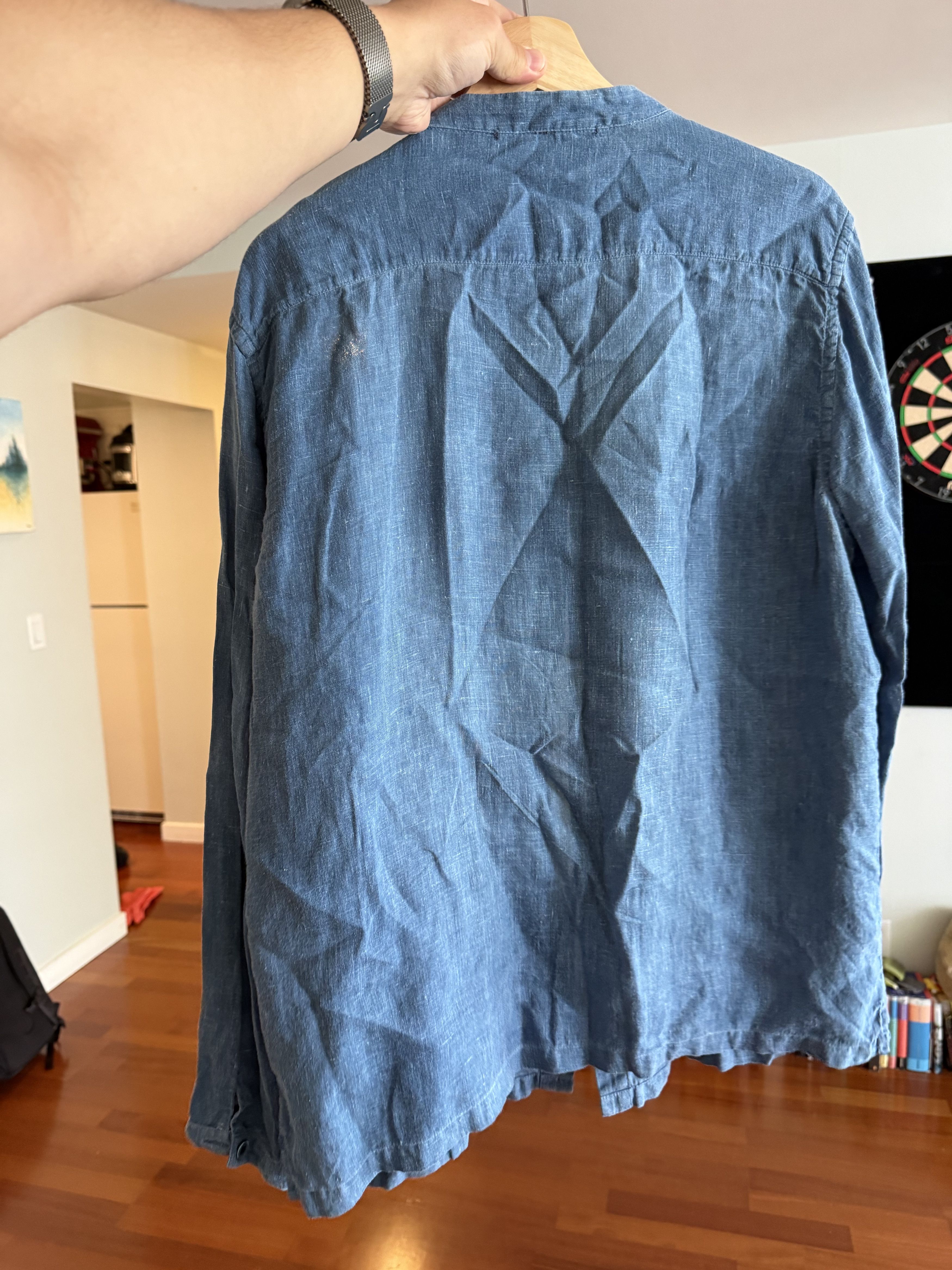 Other Bleu de Cocagne Atelier Indigo Linen Band Collar Shirt Size US L / EU 52-54 / 3 - 5 Thumbnail