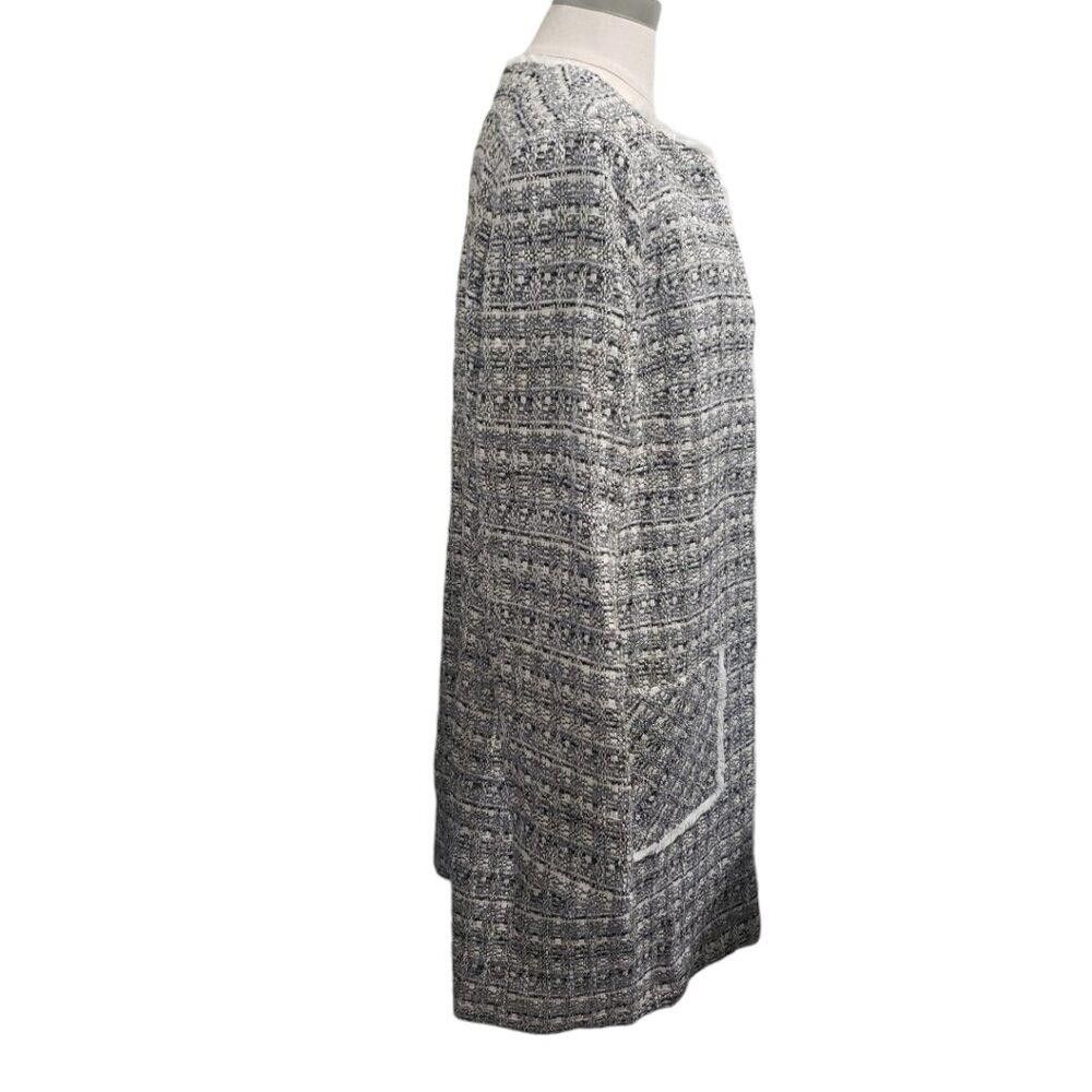 Designer CT1955 Helene Berman Black & White Tweed Fringed Blazer XL Size XL / US 12-14 / IT 48-50 - 4 Thumbnail