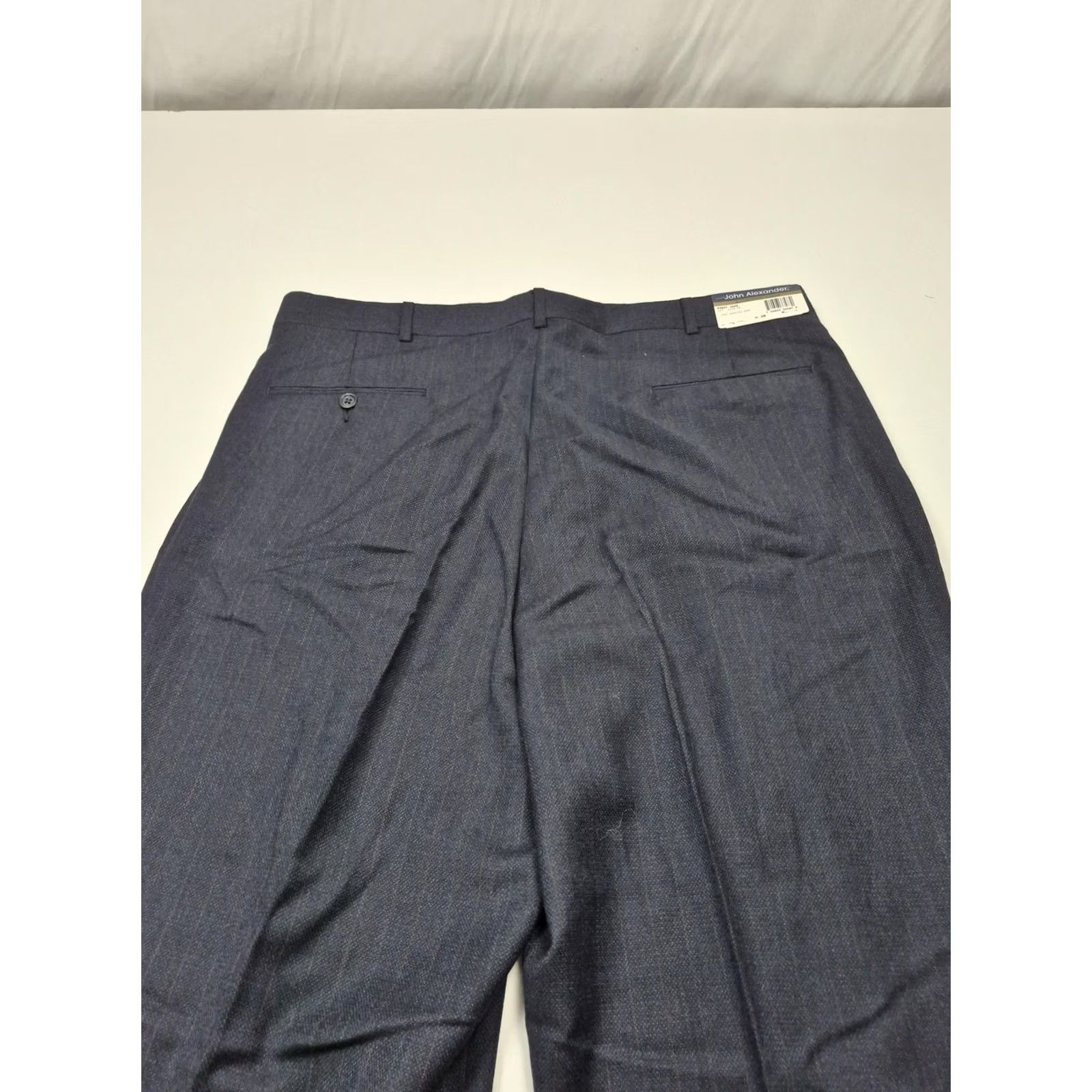 Vintage VTG John Alexander Dress Pants Mens 38x36 Blue Wool Pleated Straight Unhemmed Size US 38 / EU 54 - 6 Thumbnail