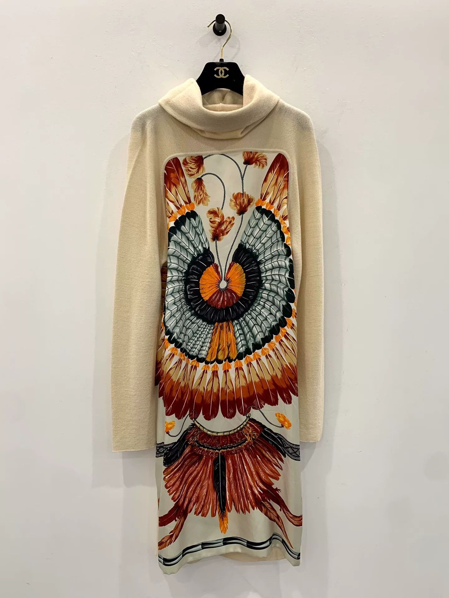Hermes Hermes Silk Feather Print Wool Knit Dress Size XXS / US 00 / IT 34 - 1 Thumbnail