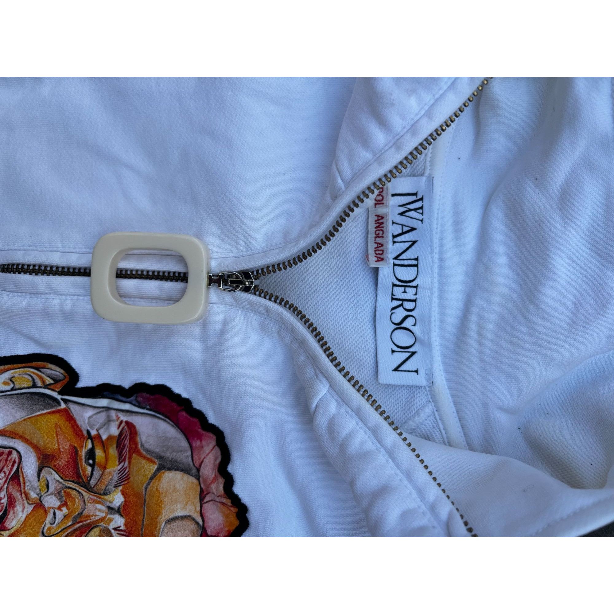 JW Anderson J.W. Anderson White Iconic Half Zip Sweatshirt With Art Prin Size US M / EU 48-50 / 2 - 2 Thumbnail