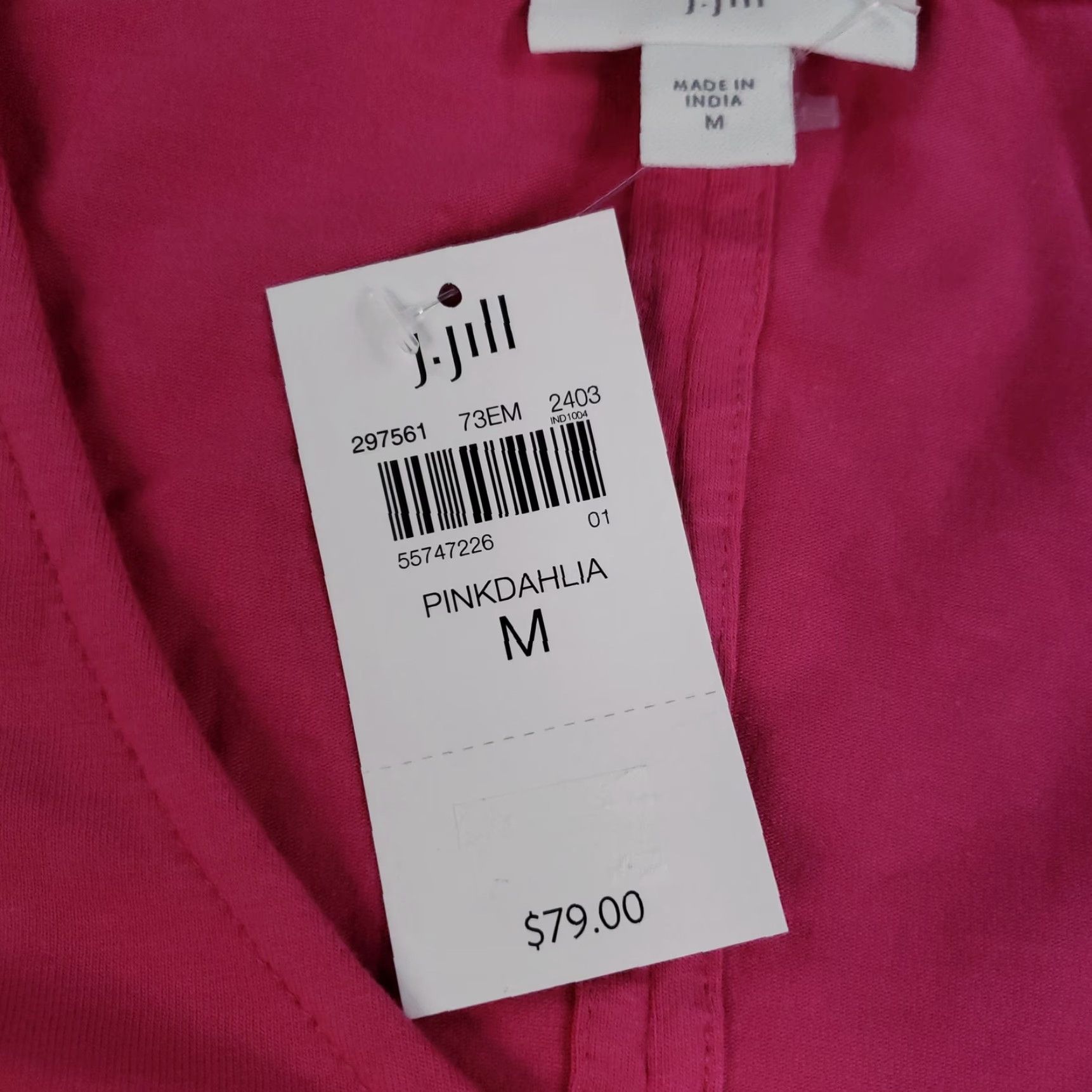 J. Jill VINTAGE J. Jill Dress Womens Medium Pink Dahlia Puff Sleeve V-Neck Casual Summer resort travel Size M / US 6-8 / IT 42-44 - 7 Thumbnail