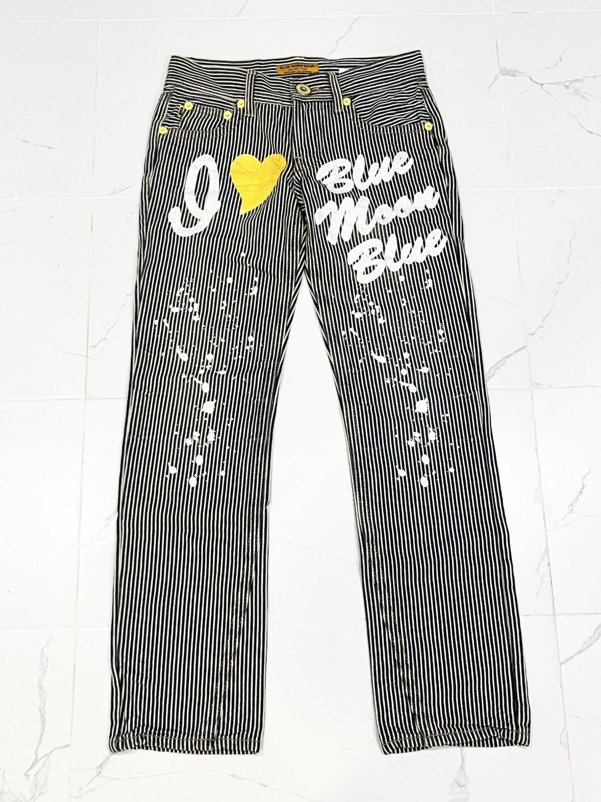 Blue Moon Blue Big Spell Out Hickory Denim Jeans