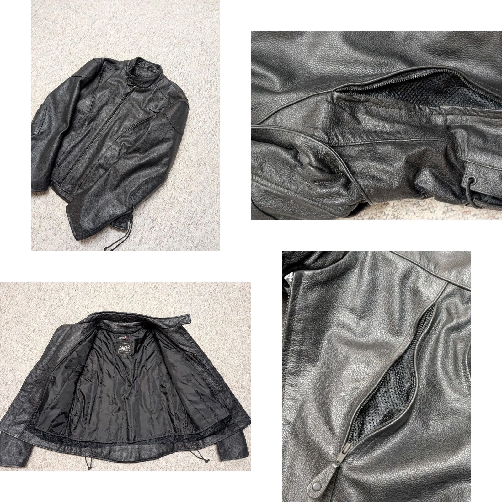 Vintage VINTAGE Raider Motorcycle Jacket L Black Leather Venting 1990s Cafe Racer Mens Size US L / EU 52-54 / 3 - 8 Thumbnail