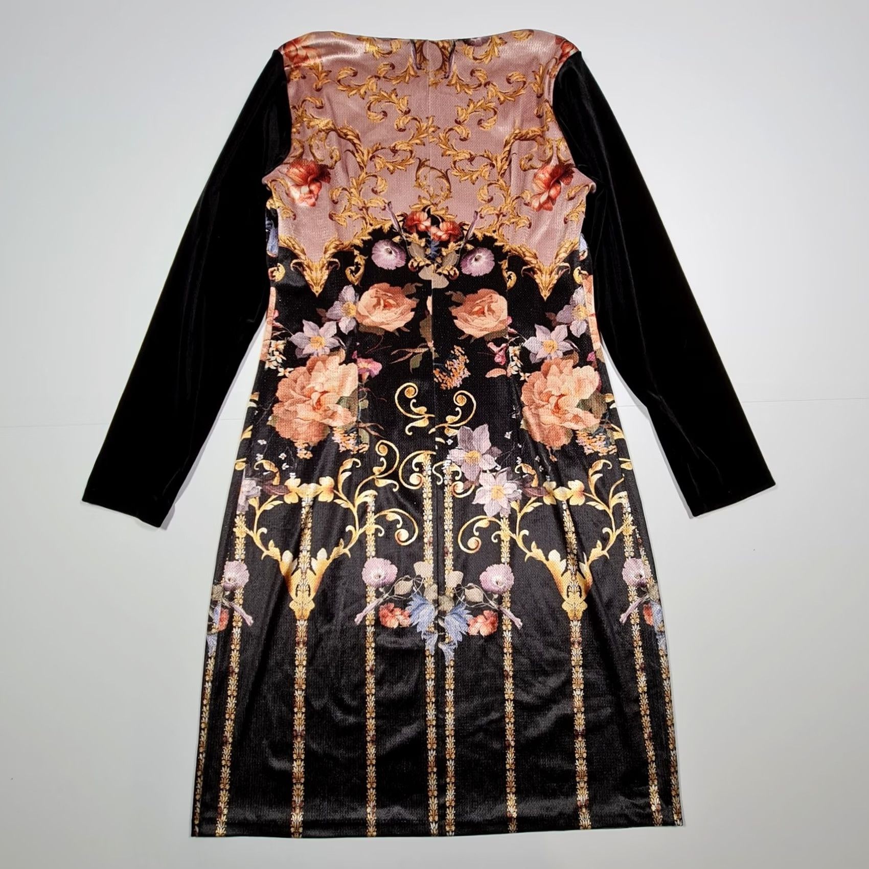 Vintage James Lakeland Womens Pencil Dress Black 10 UK Long Sleeves Velvet Knee Length Dress Size L / US 10 / IT 46 - 5 Thumbnail