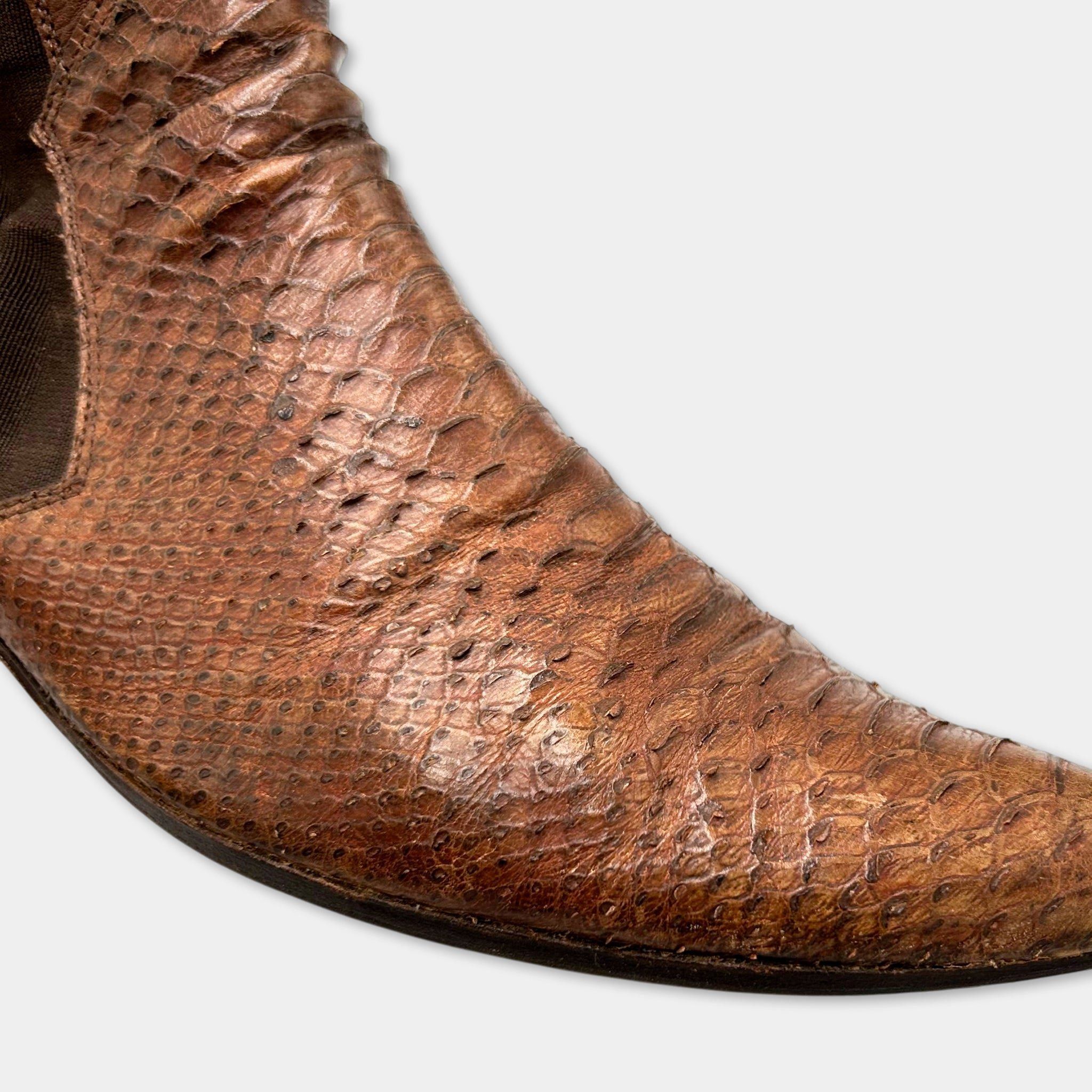 Just Cavalli Just Cavalli Python Leather Brown Chelsea Boots Size US 11 / EU 44 - 7 Thumbnail