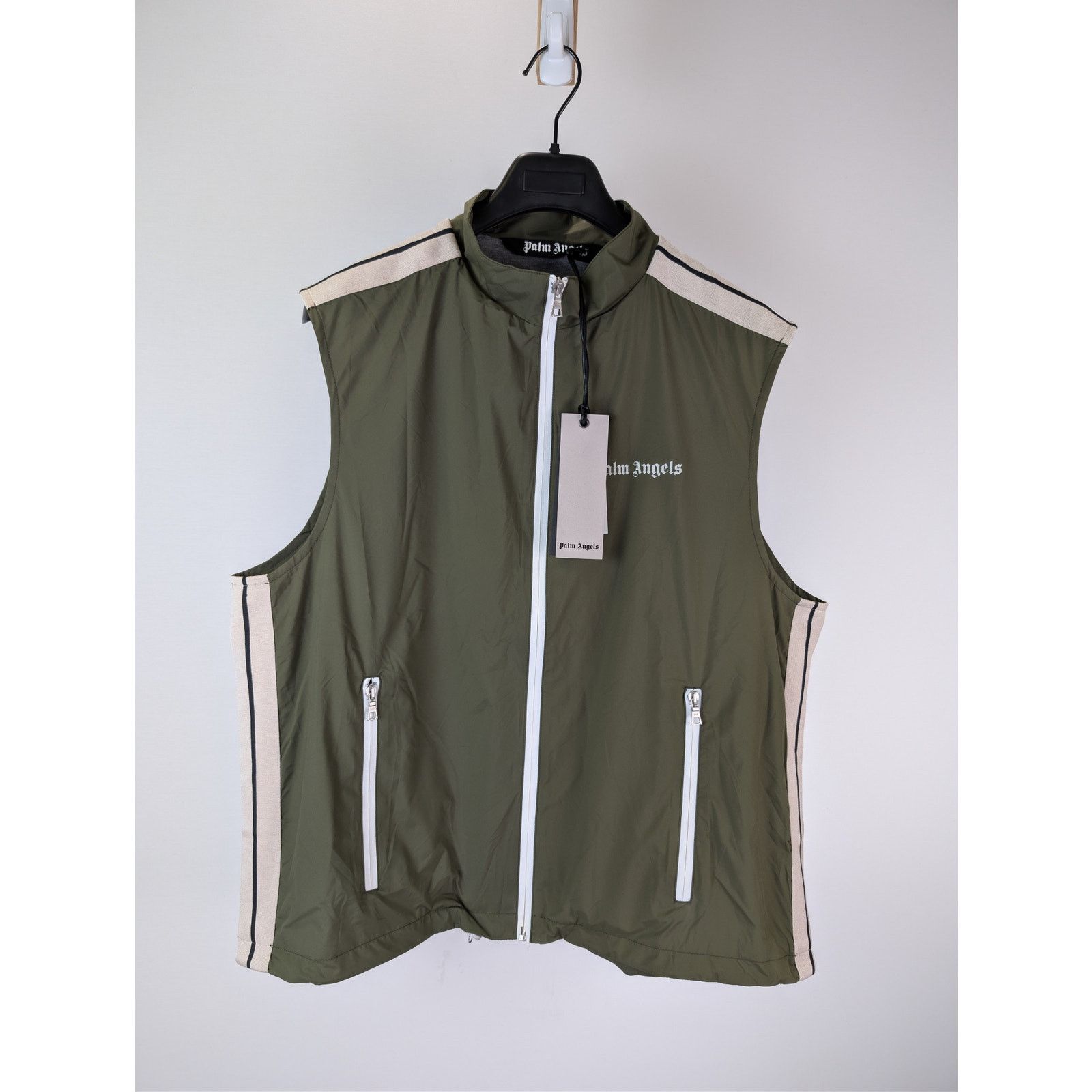 Palm Angels o1rshd1 Classic Logo Vest in Military Green / Off White Size US L / EU 52-54 / 3 - 1 Thumbnail