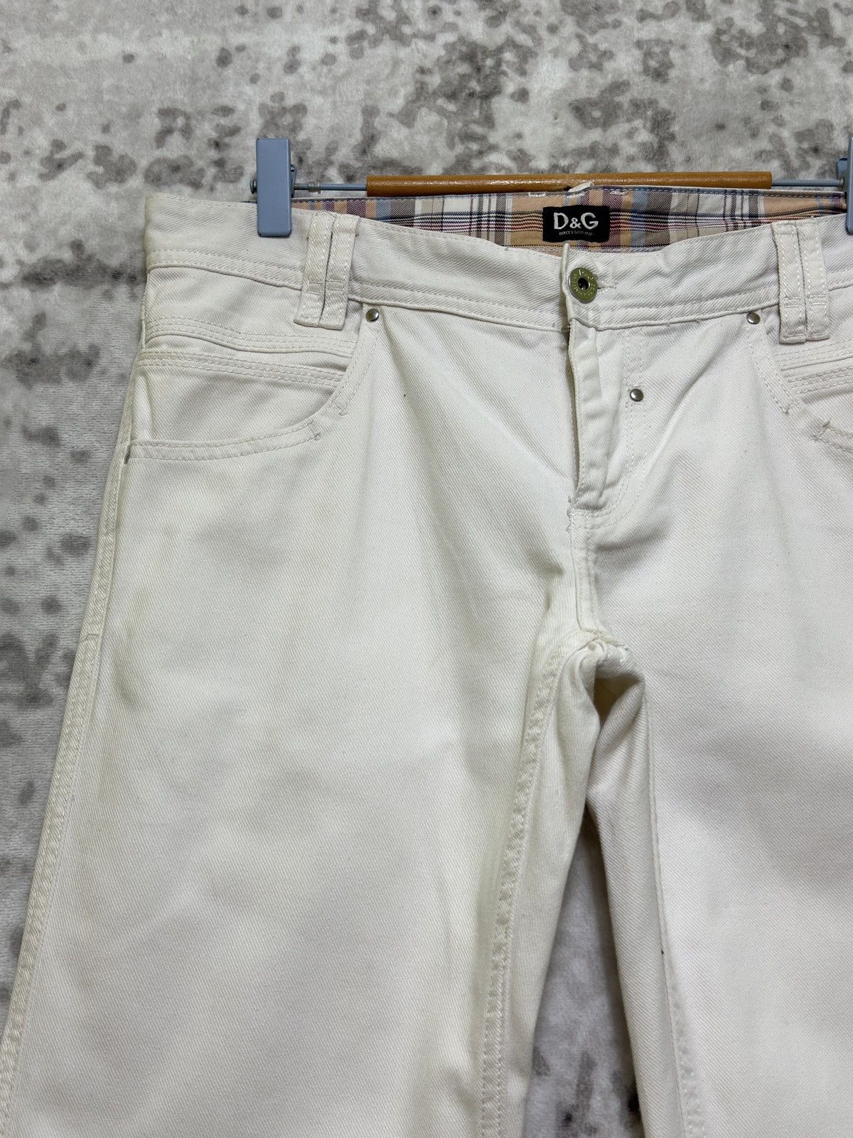 Dolce & Gabbana Vintage Dolce & Gabbana White Straight-Leg Jeans D&G Patch Size US 33 - 4 Thumbnail