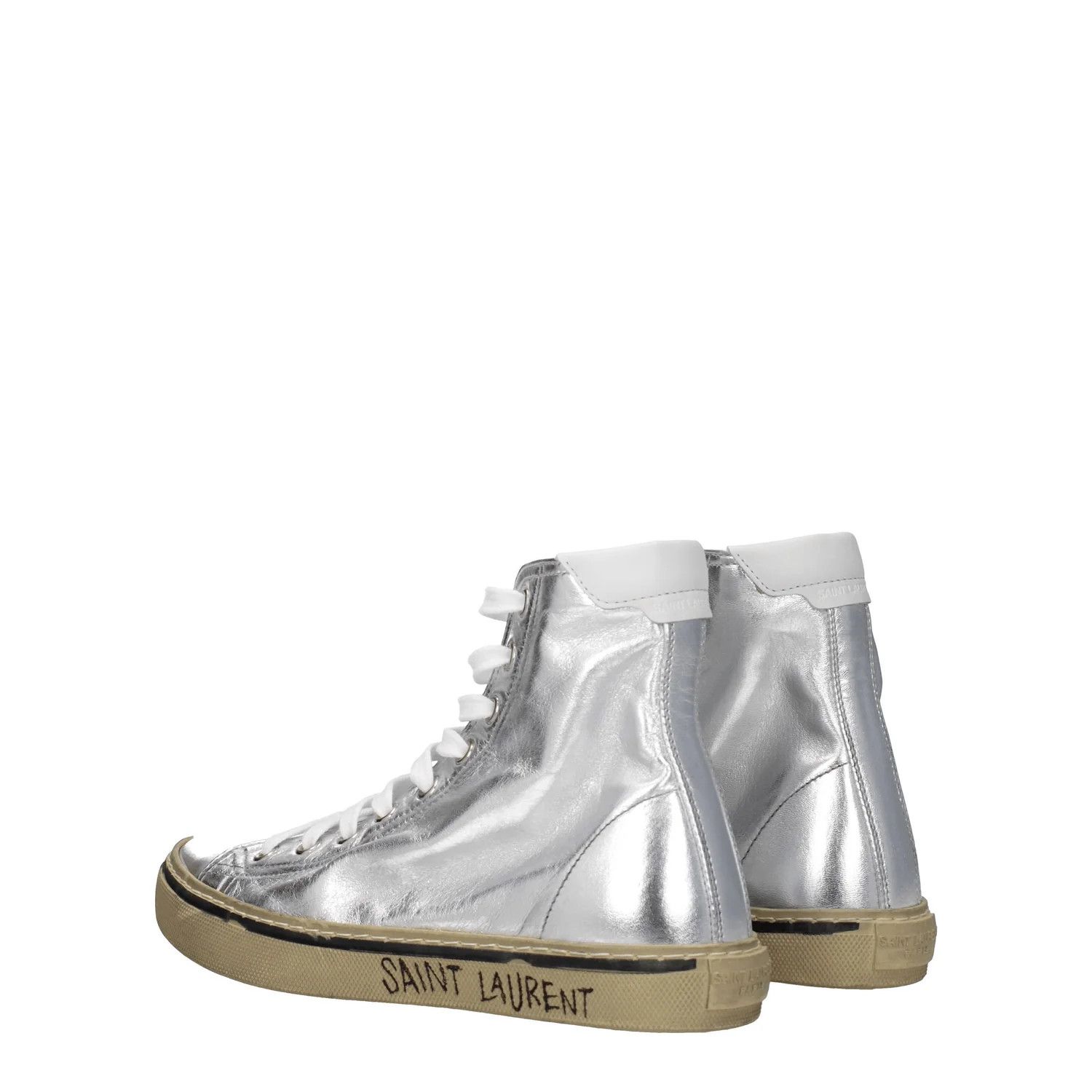 Saint Laurent Paris ob1o1e1124 Leather Sneakers in Silver Size US 5 / IT 35 - 4 Thumbnail