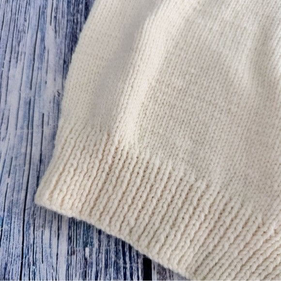 Handmade Hand Knit Cream Women's Open Cardigan Sweater Size XL / US 12-14 / IT 48-50 - 4 Thumbnail