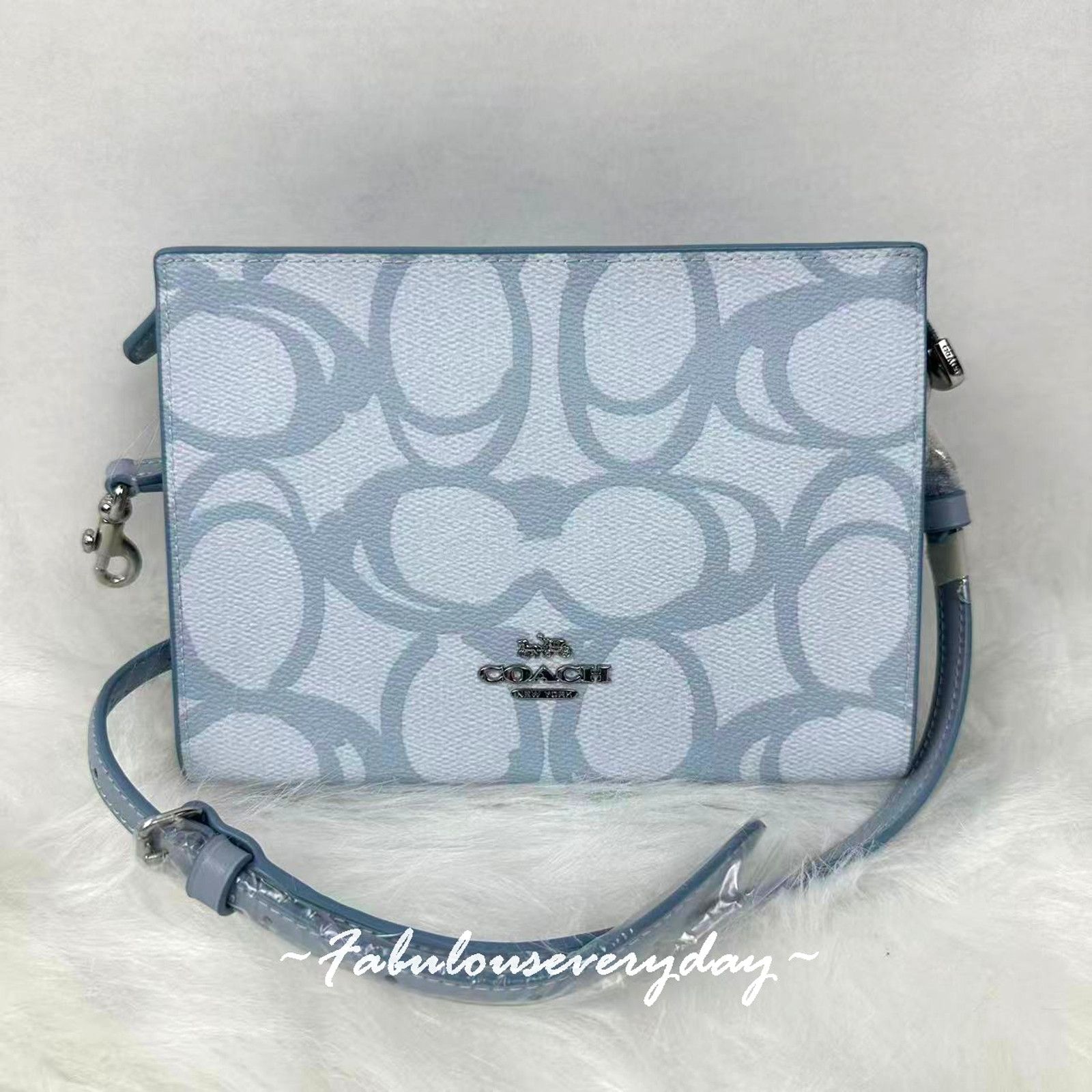 Coach Coach Slim Crossbody Sketch Signature Canvas CBL93 Ice Blue Size ONE SIZE - 1 Thumbnail