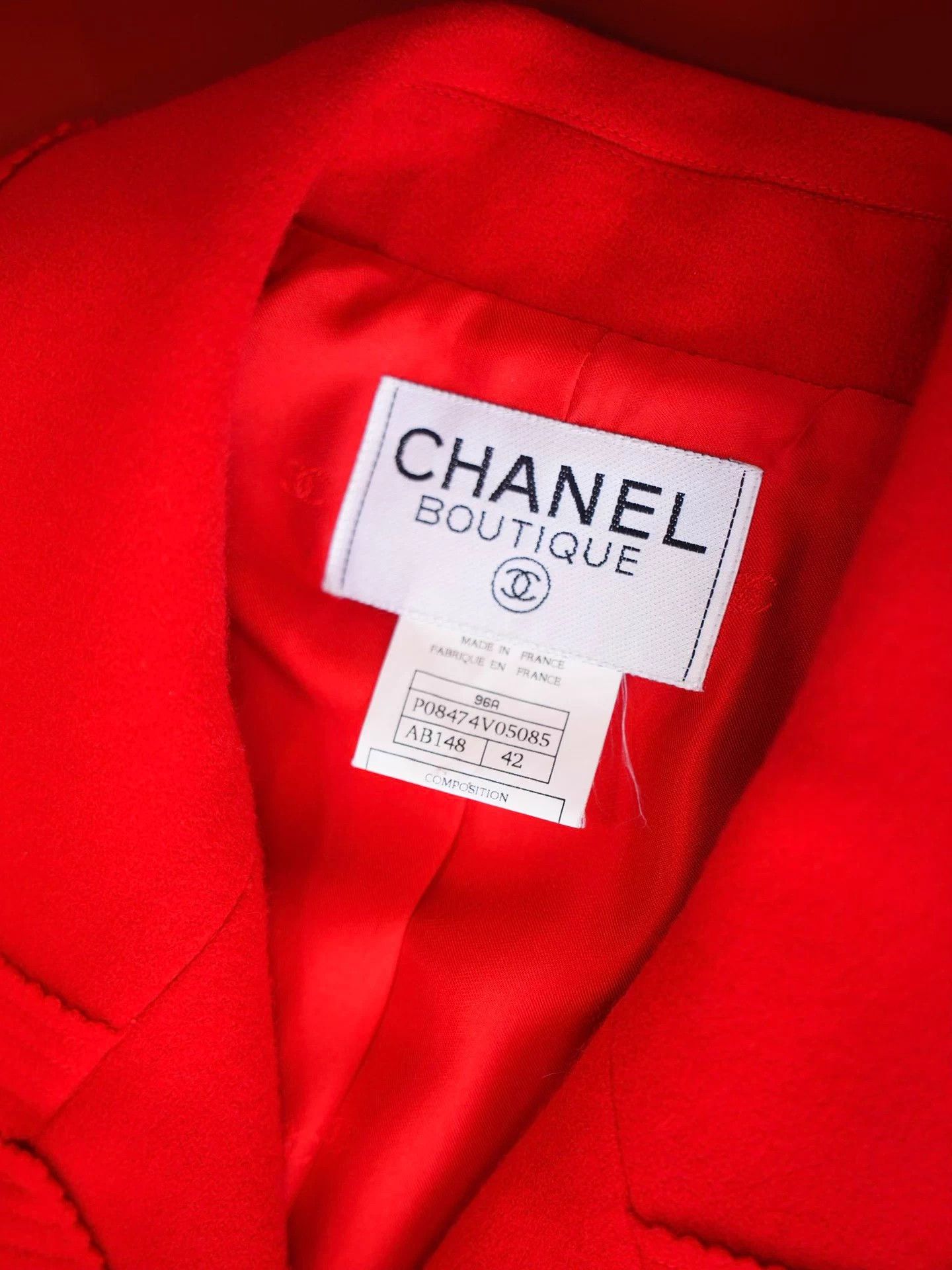 Chanel Chanel 1996 Vintage Red Double-Breasted Wool Coat Fr42 Size M / US 6-8 / IT 42-44 - 4 Thumbnail