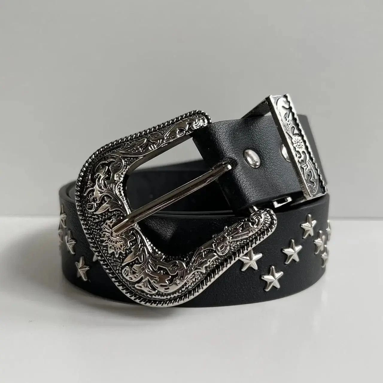Cowboy Equipment vintage black american western cowboy boho star studded belt Size ONE SIZE - 7 Thumbnail