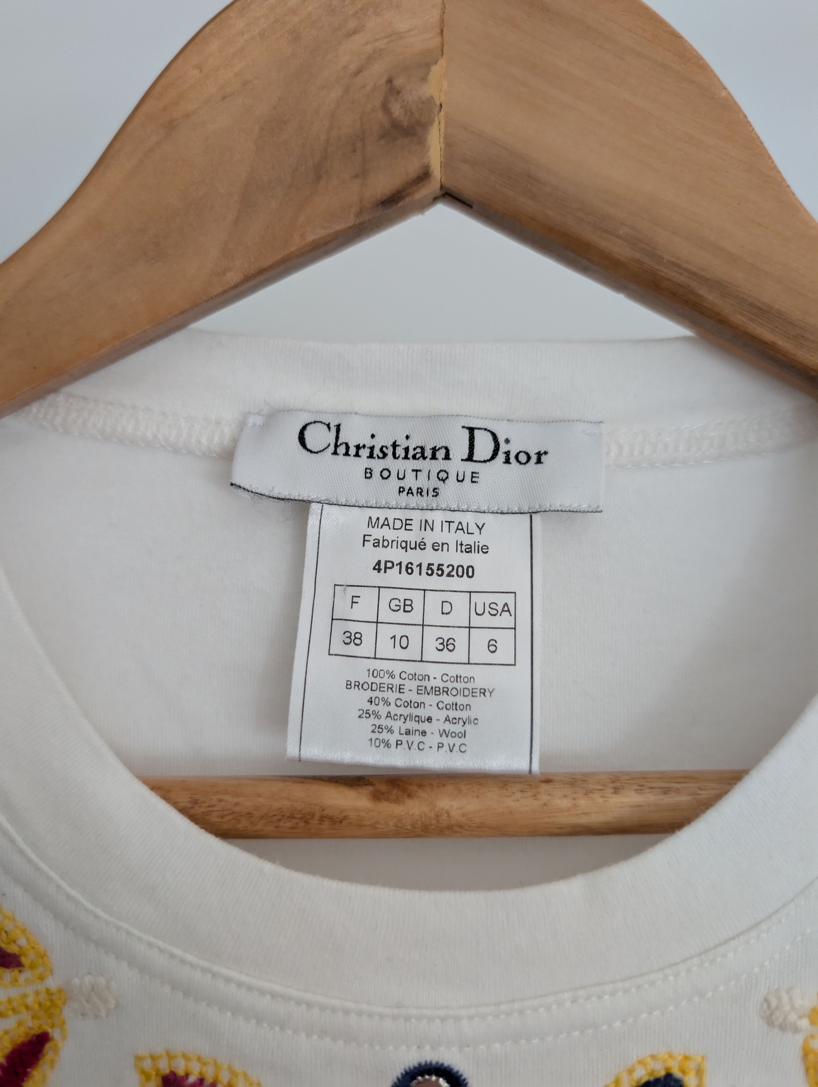 Dior Dior by Galliano SS04 “J’ADORE DIOR” Embroidered Tee Size M / US 6-8 / IT 42-44 - 4 Thumbnail