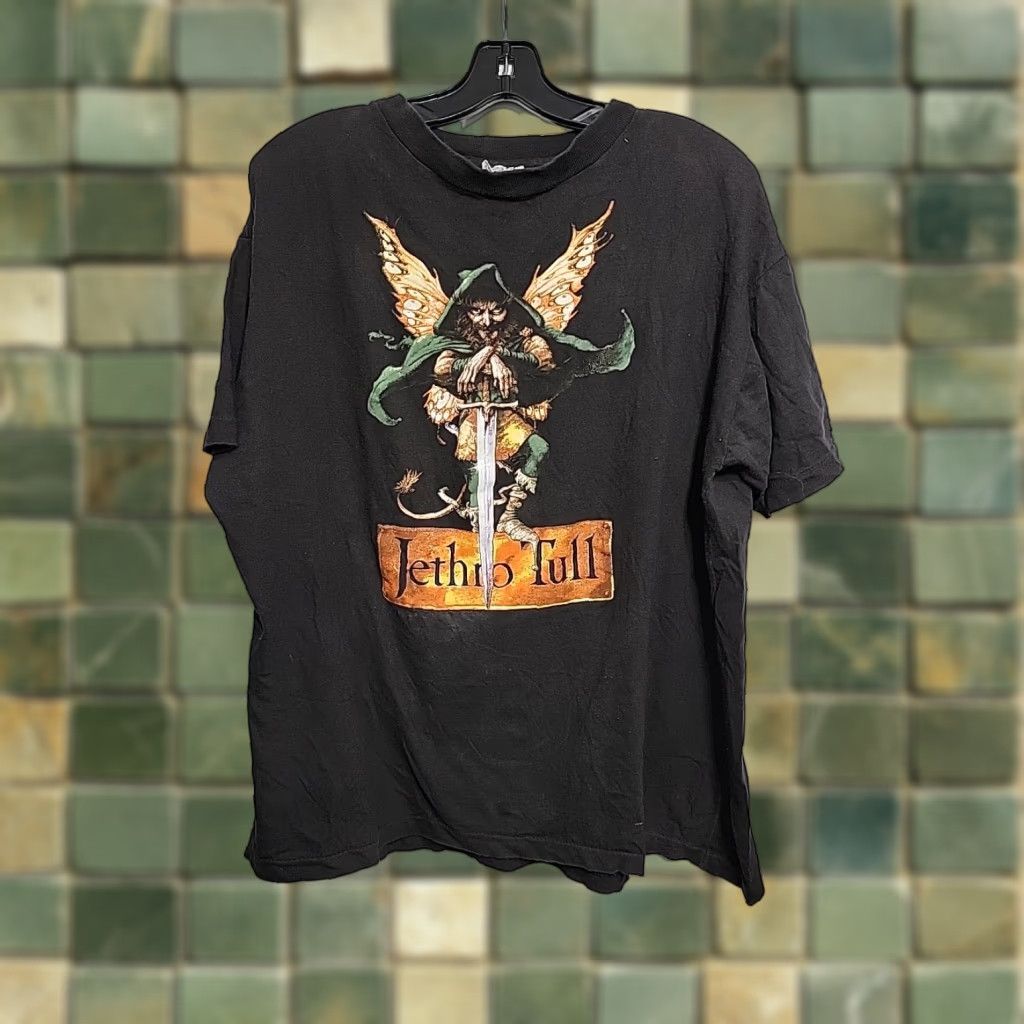 Vintage VINTAGE Jethro Tull North American Tour 91 T Shirt CCI Mens Black XL Graphic Print Rock Band Short Sleeve Crew Neck 24x26.5 Girls? Size US XL / EU 56 / 4 - 1 Thumbnail