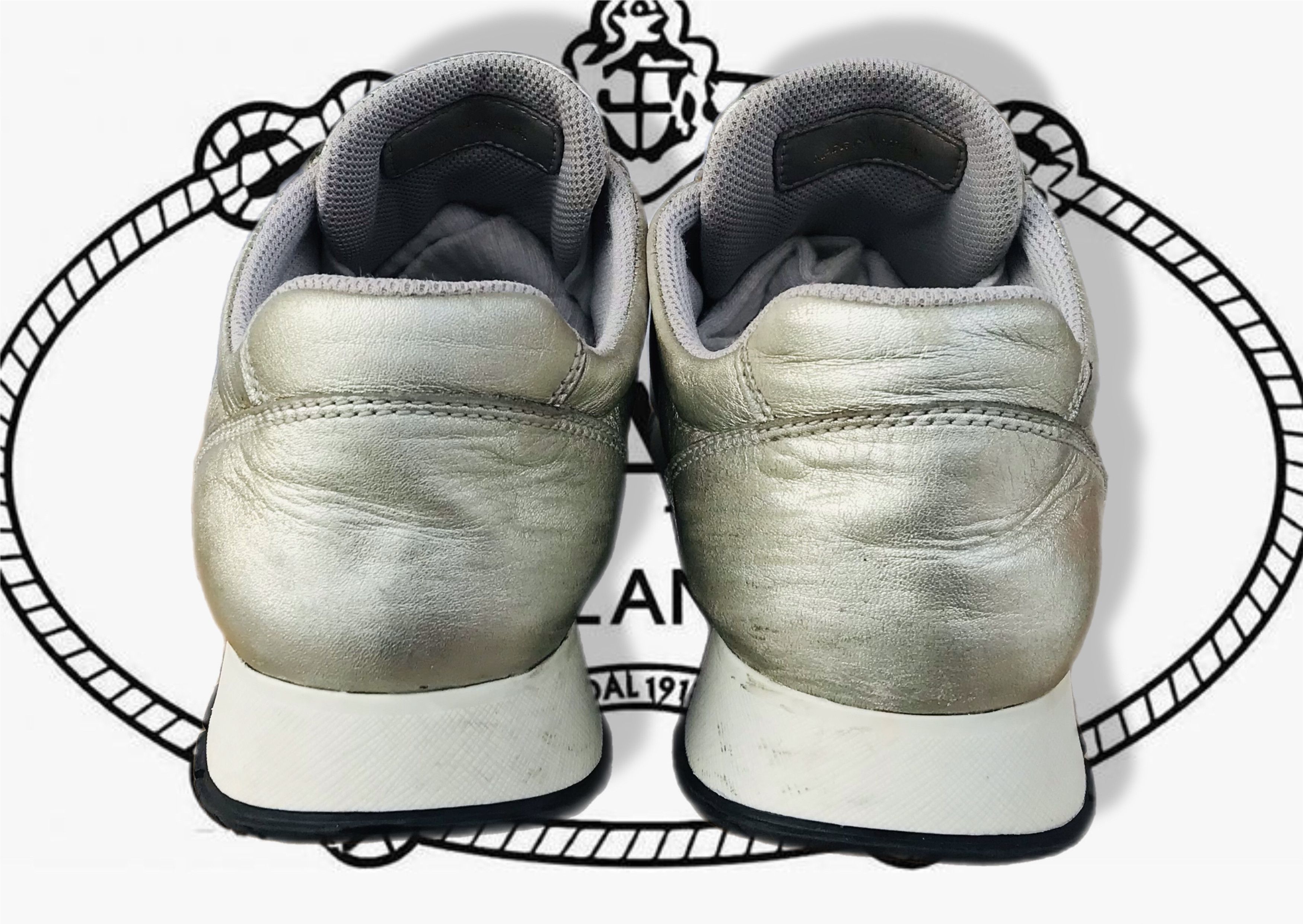 Prada Prada Milano Leather Lace-Up Sneakers Silver Women's Nappa Size US 7 / IT 37 - 4 Thumbnail