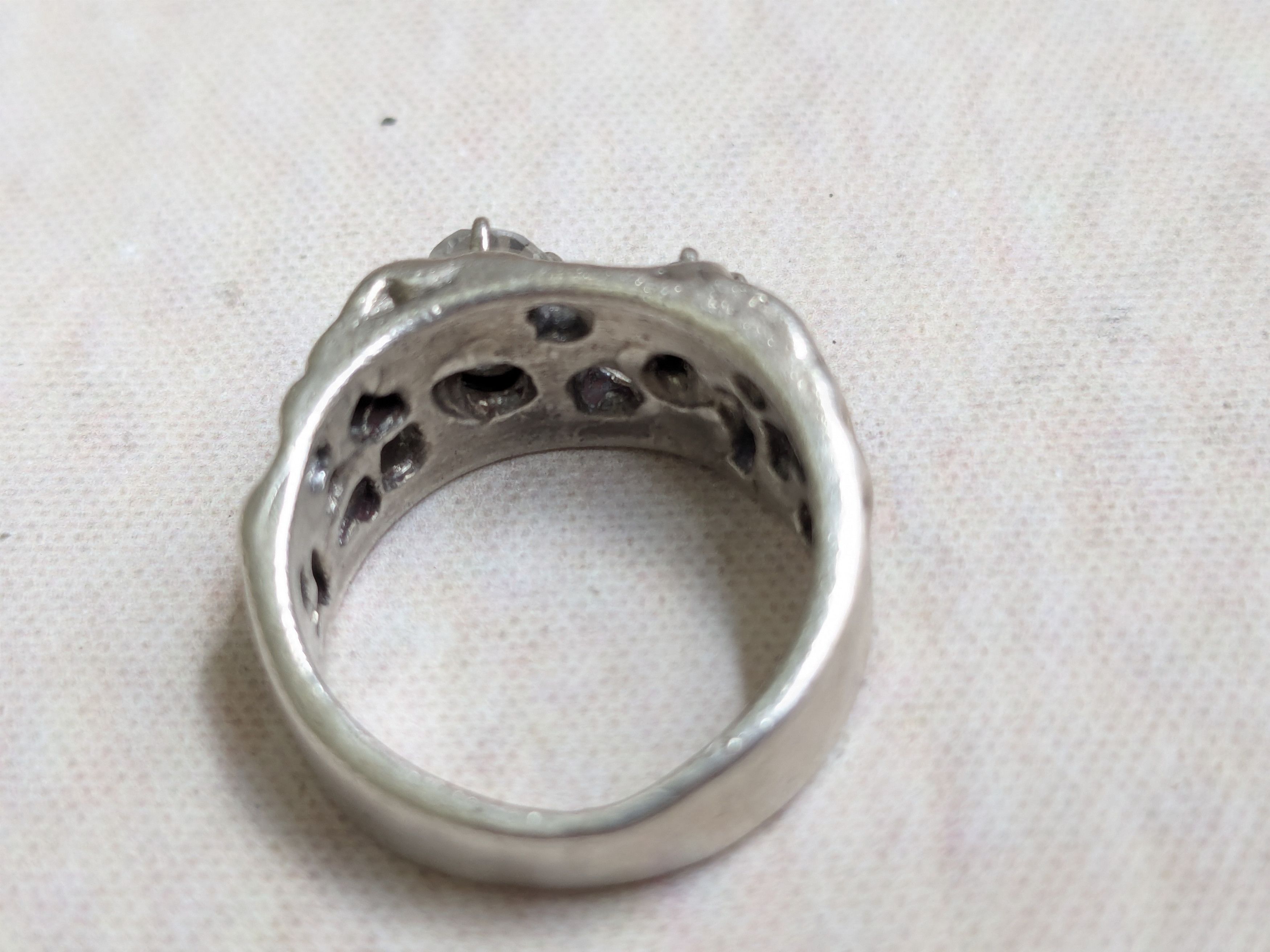 Jewelry Vintage Sterling Silver Ring Brutalist Band 4 Nugget Size ONE SIZE - 8 Thumbnail