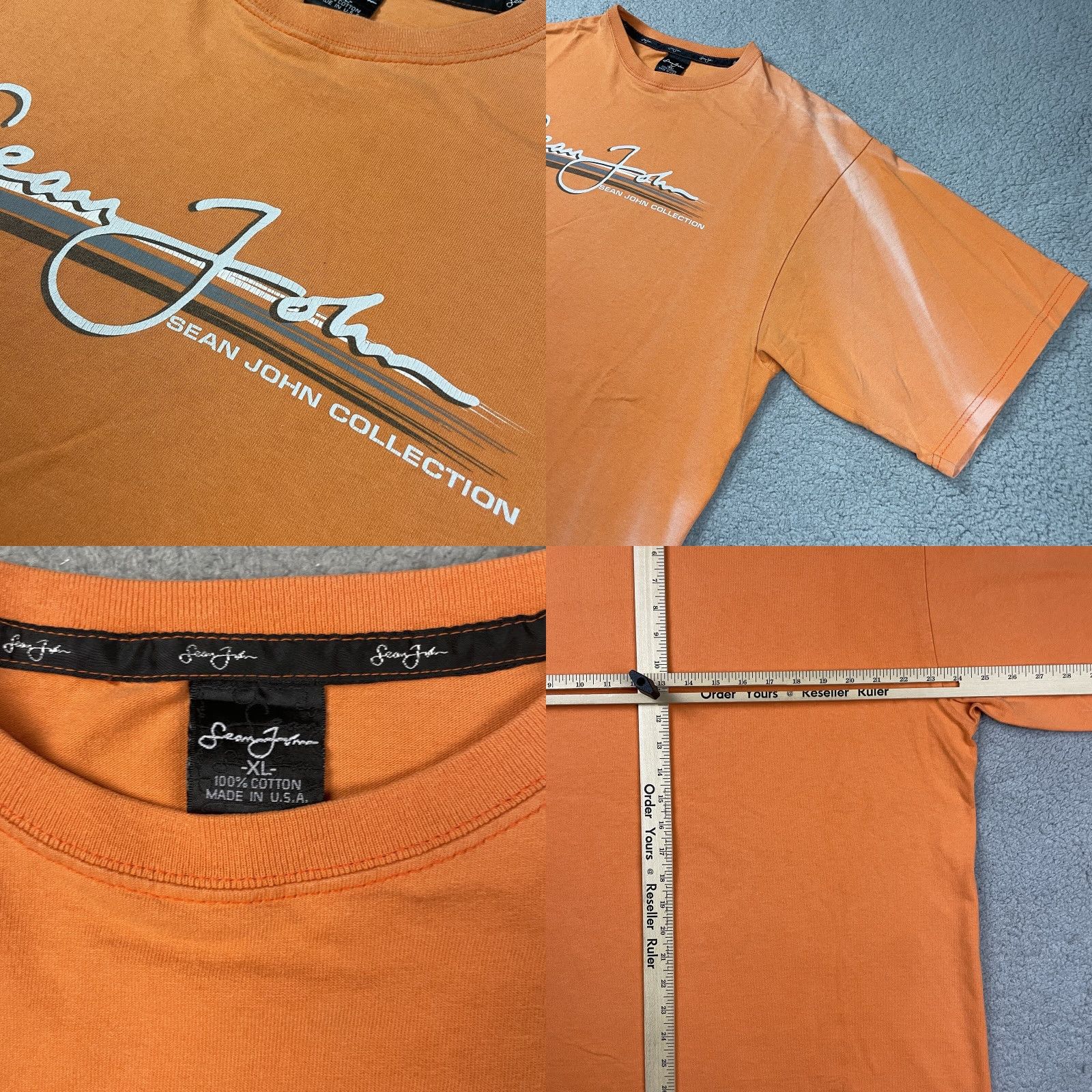Sean John VINTAGE Sean John TShirt Adult XL Orange Hip Hop Streetwear Men’s Spell Out USA* Size US XL / EU 56 / 4 - 10 Thumbnail