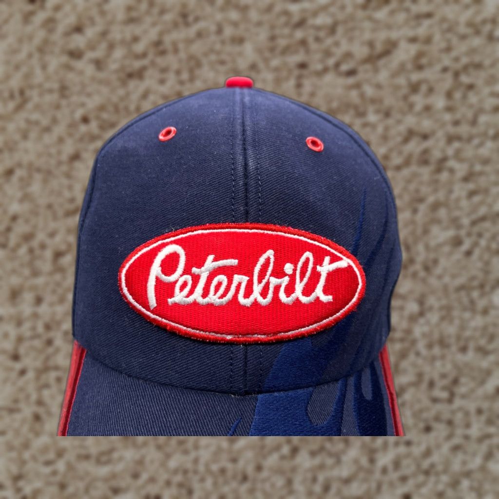 Vintage Peterbilt Hat Cap Strap Back Adult One Size Blue Fire Cotton Truck Logo Baseball Cap Mens Size ONE SIZE - 1 Thumbnail