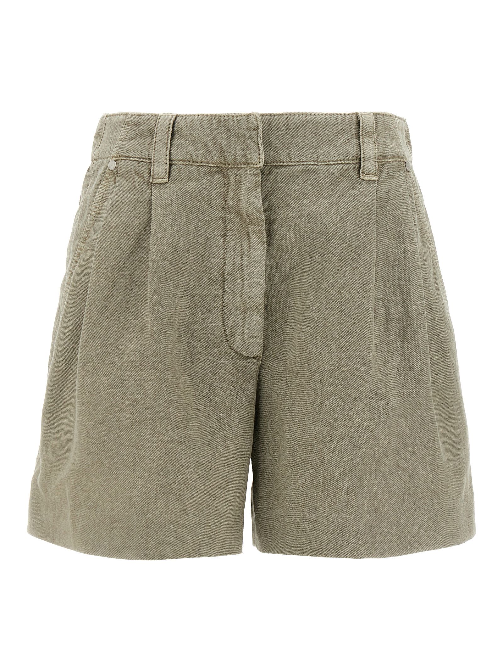 【関税込み】BRUNELLO CUCINELLI STRIPED LINEN BERMUDA SHORTS BRUNELLO CUCINELLI Pleated linen and wool-blend shorts | NET