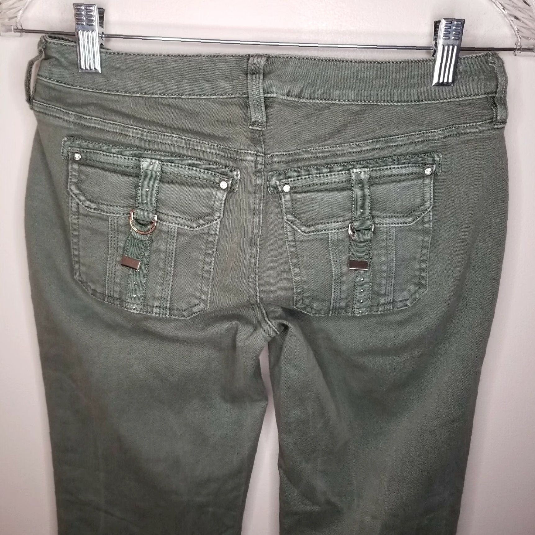 White House Black Market White House Black Market Green Bedazzled Straight Jeans Women's Size 00 Regular Size 24" / US 00 / IT 34 - 5 Thumbnail