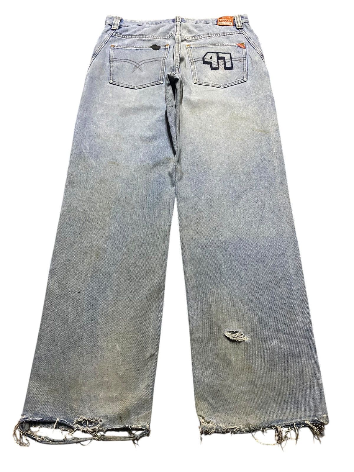 Rocawear Vintage LRG Light Wash Patches Ripped Baggy Jeans Size US 34 / EU 50 - 2 Thumbnail