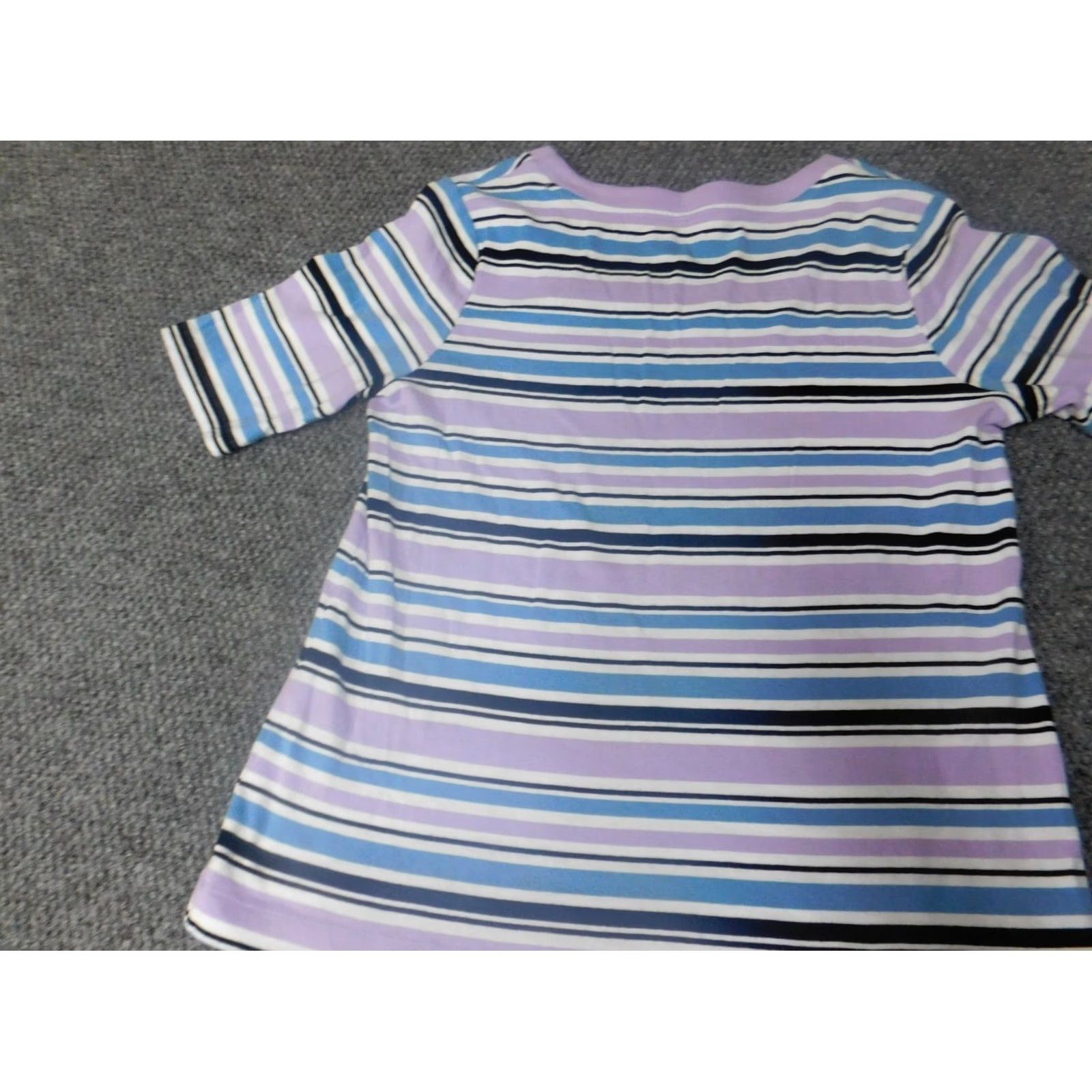 Croft & Barrow Croft & Barrow Womens Blouse XL Purple Striped Crew Neck Short Sleeve Casual Shirt Regular Clothing Size XL / US 12-14 / IT 48-50 - 7 Thumbnail