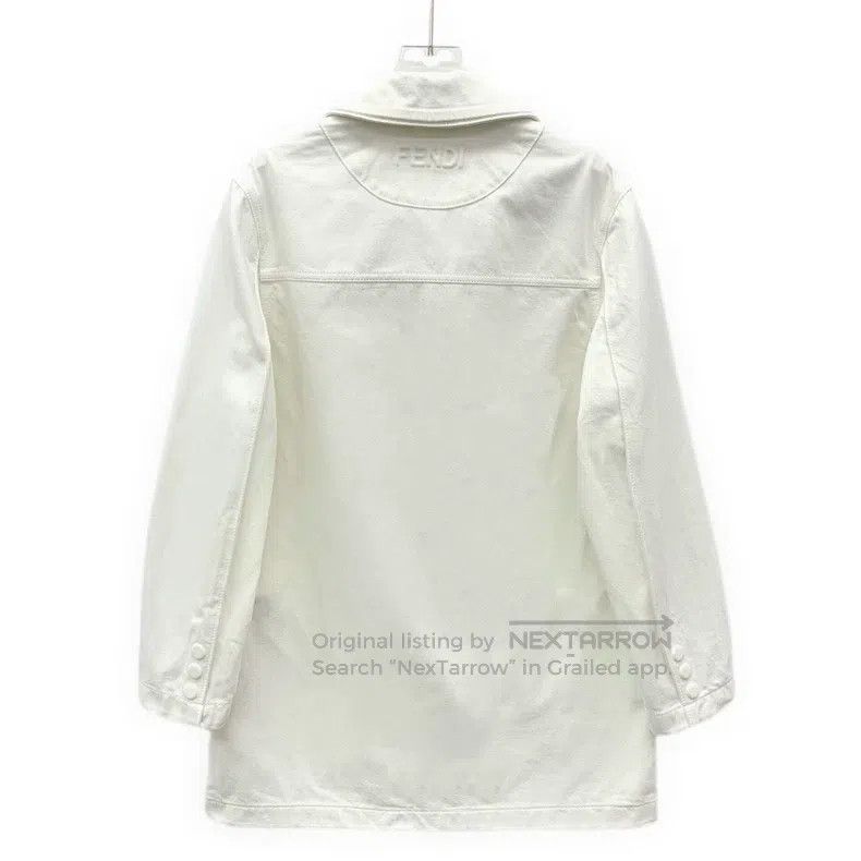 Fendi Fendi White pocket embossed cotton collar single-breasted Size XXS / US 00 / IT 34 - 2 Thumbnail