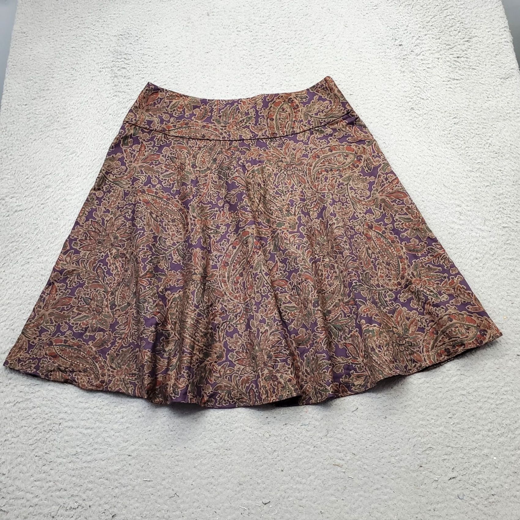 Vintage American Living Skirt Womens 10 A-Line Paisley Multi Cotton Lined Side Zipper 27" Length XS? Size 32" / US 10 / IT 46 - 2 Thumbnail