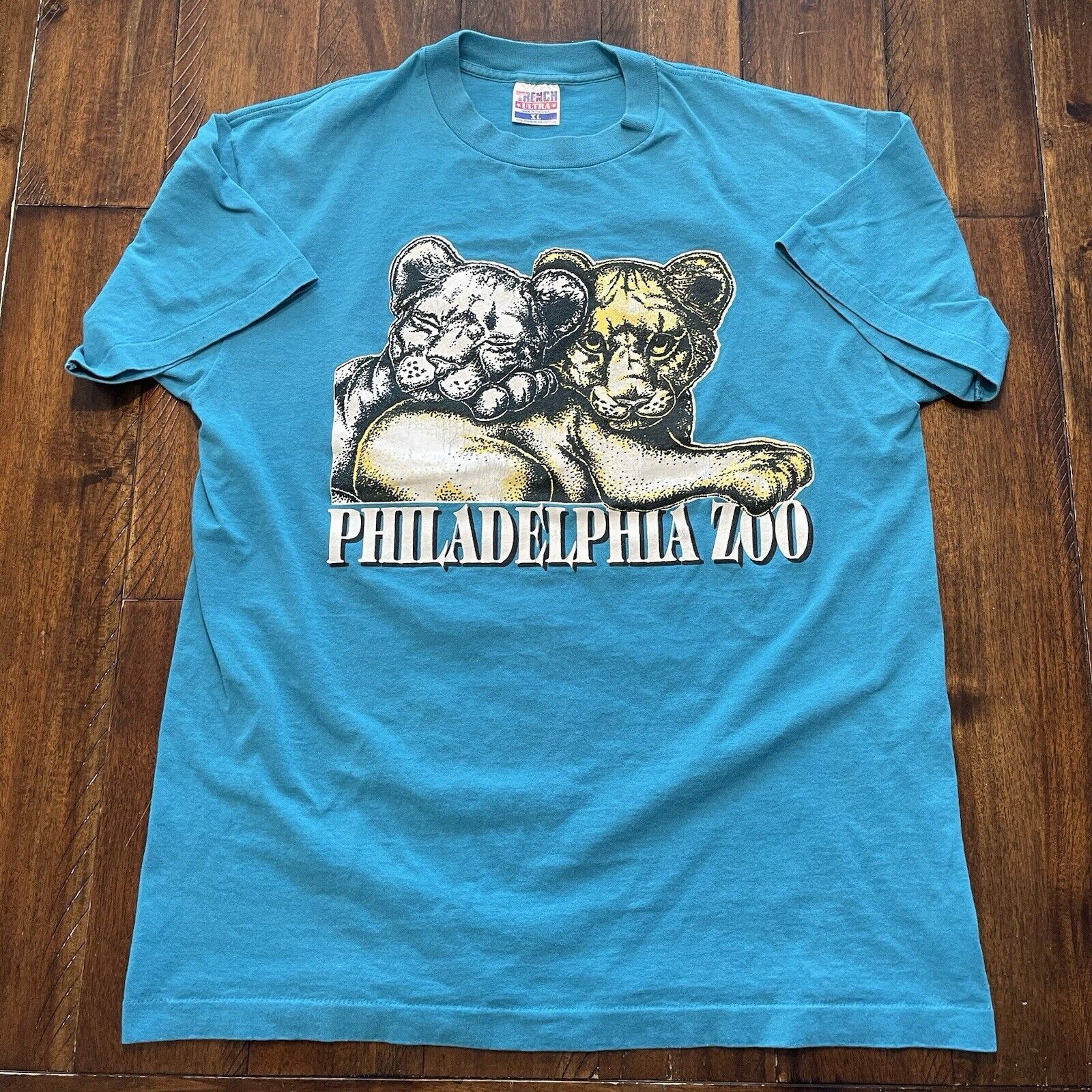 Vintage Vtg 90s PHILADELPHIA ZOO T-Shirt Lion Cub nature animals XL Size US M / EU 48-50 / 2 - 2 Thumbnail