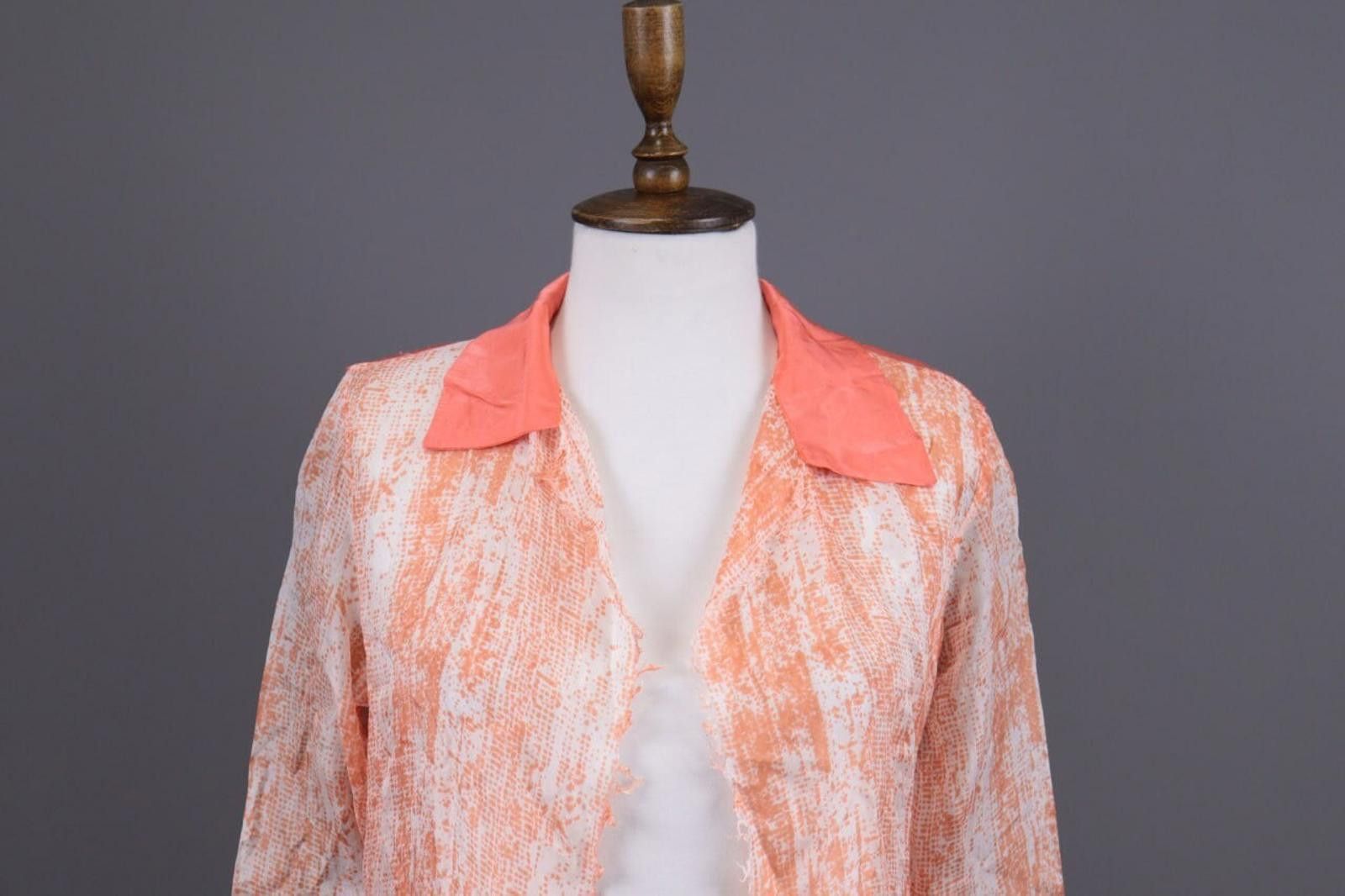 Designer Save The Queen Orange Abstract Silk Shirt Blouse Size S Size S / US 4 / IT 40 - 2 Thumbnail