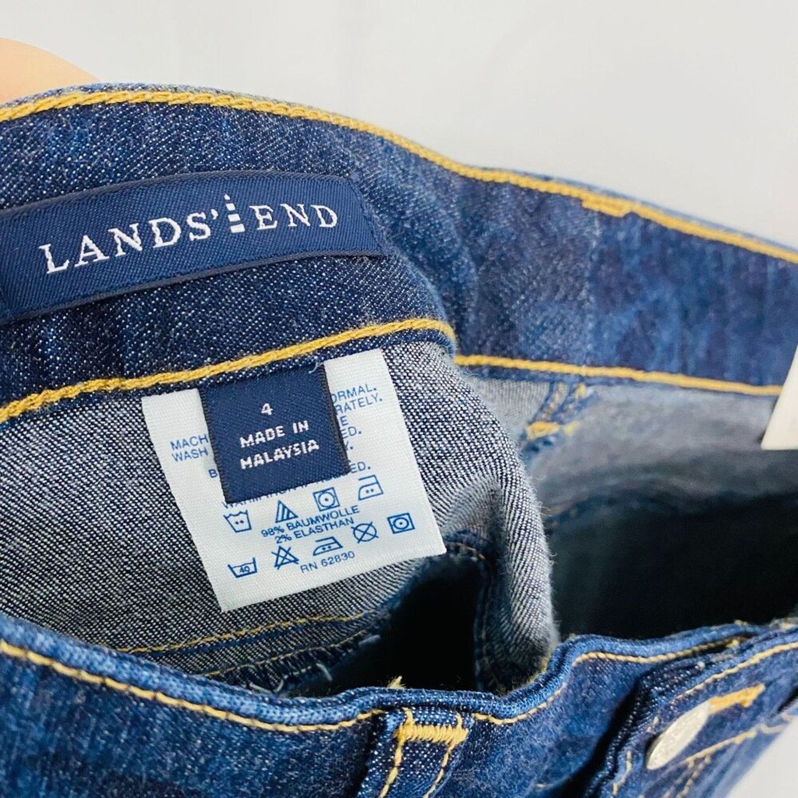 Lands' End Lands' End Womens Dark Wash Denim Size 4 Size 27" / US 4 / IT 40 - 4 Thumbnail