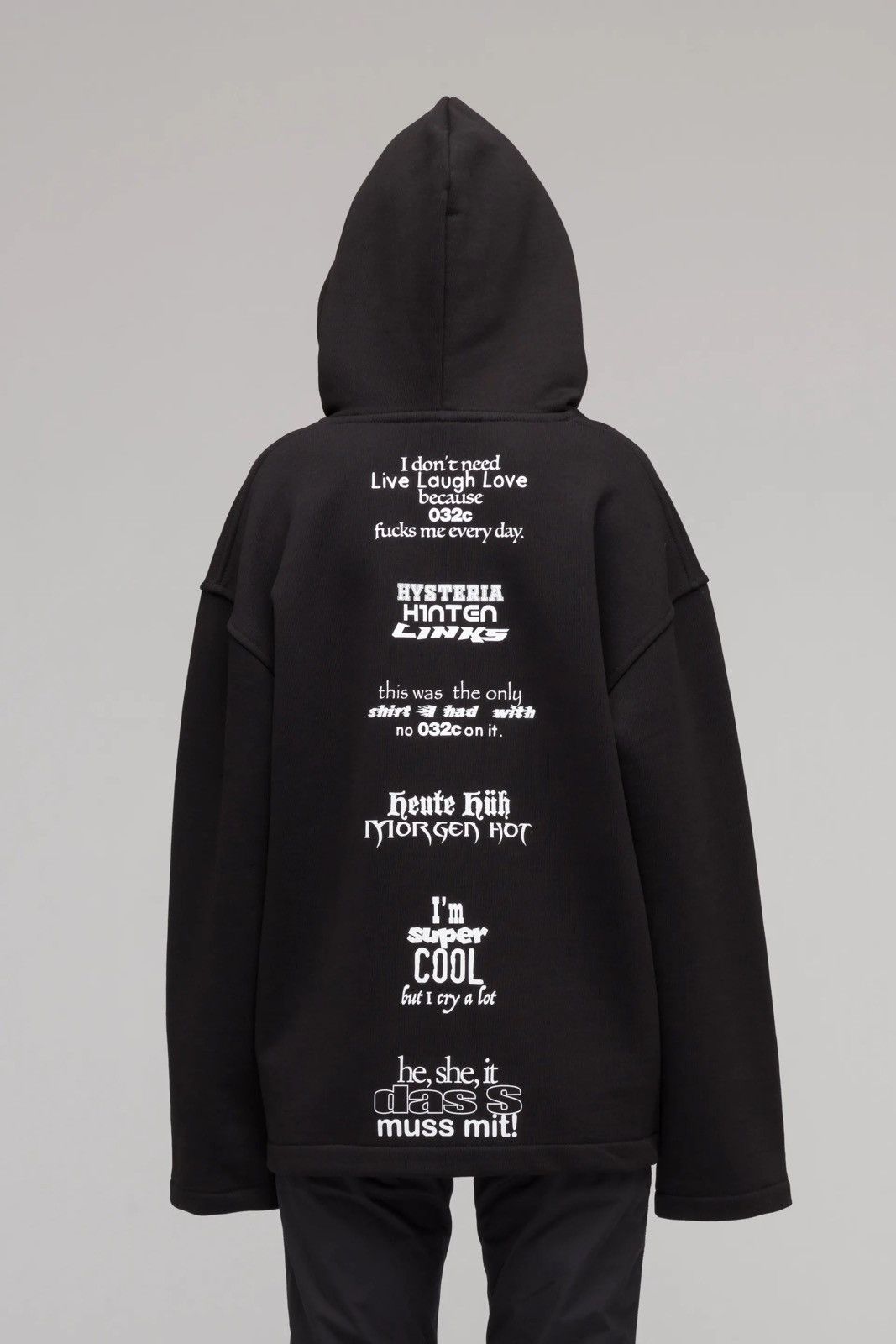 032c SS23 032C "Content" Maxi Black Hoodie Size US M / EU 48-50 / 2 - 3 Thumbnail