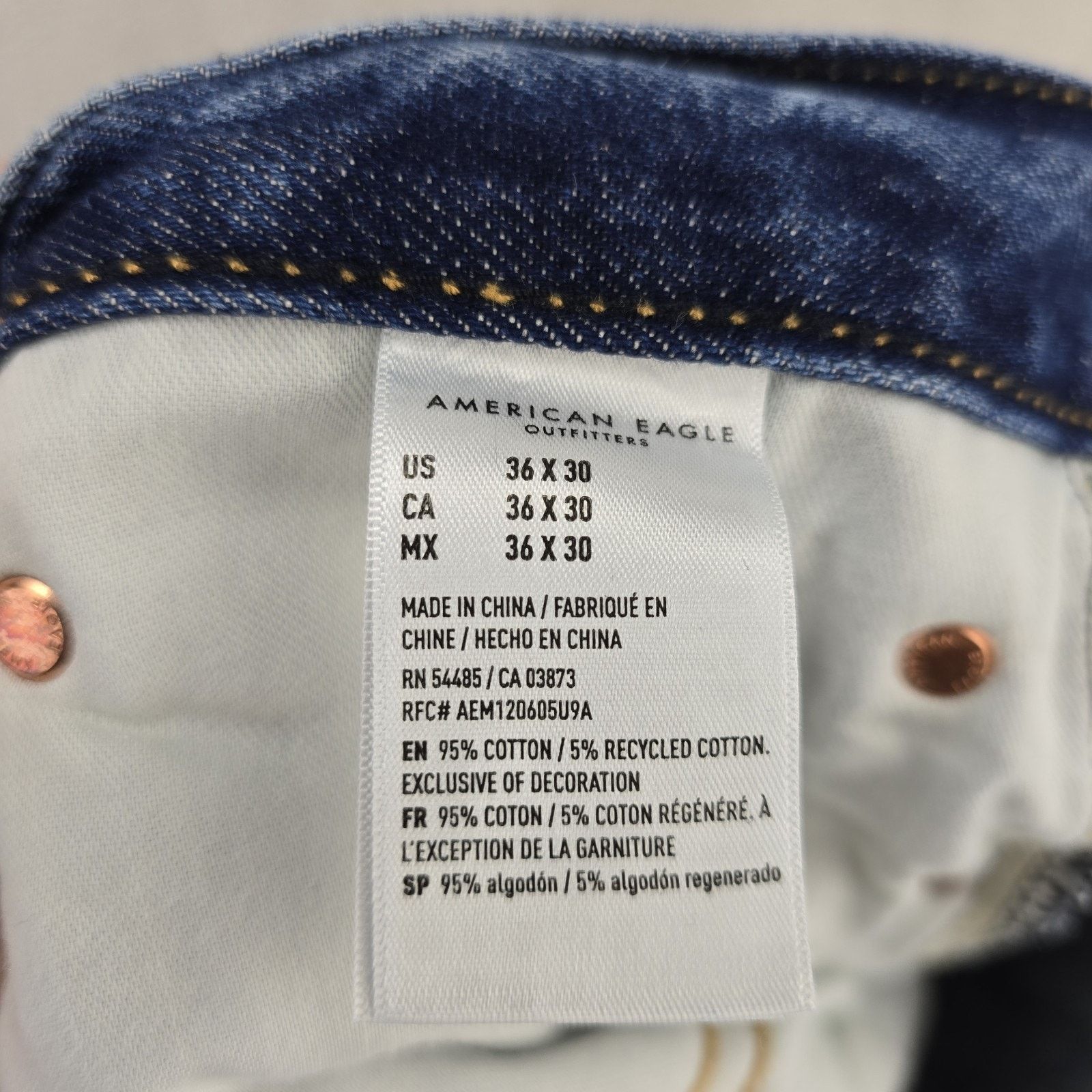 American Eagle Outfitters American Eagle Original Straight Fit Jeans 36x30 (Fits 38x29 Size US 36 / EU 52 - 5 Thumbnail