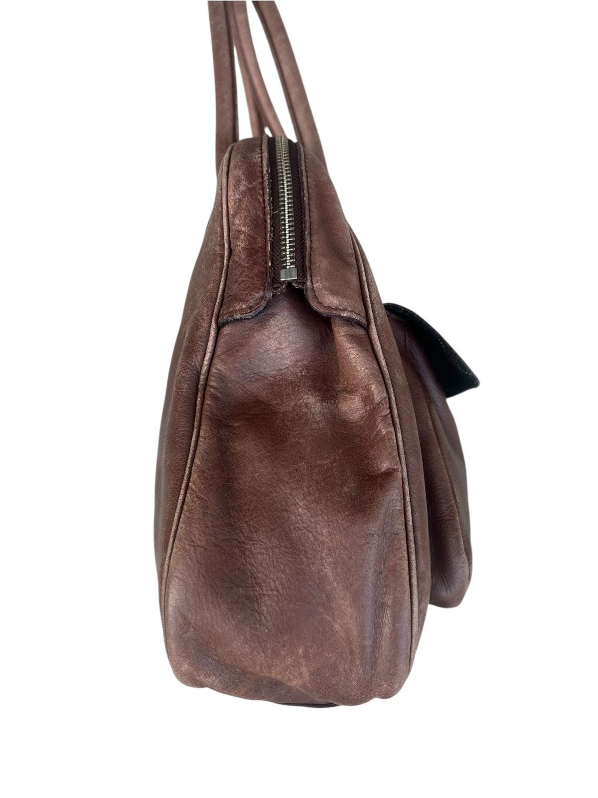 agnes b. Vintage Agnes B. Faded Patina Cow Leather Cargo Bag Size ONE SIZE - 11 Thumbnail