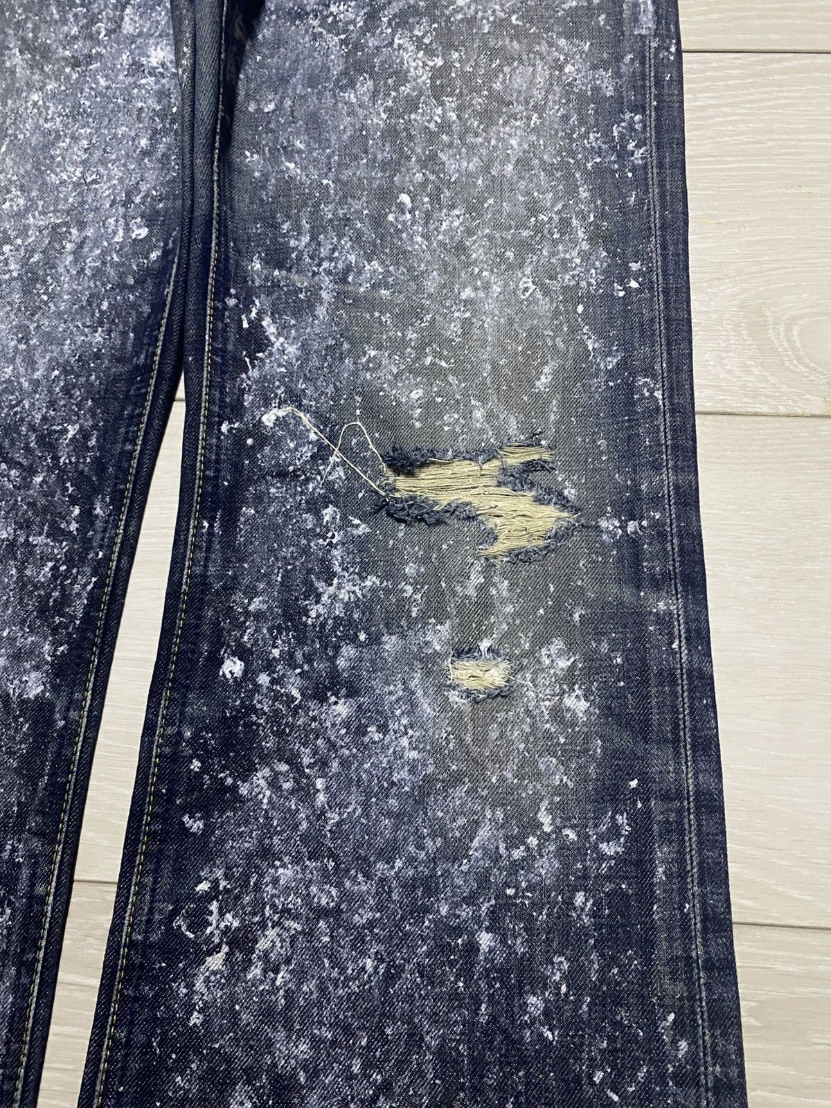 Number (N)ine Vintage Lee Riders Splatter Effect Paint Flare Repair Jeans Size US 29 - 8 Thumbnail