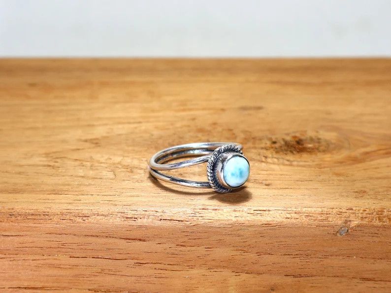 Handmade Handmade Larimar Sterling Silver Ring: February Birthstone Size ONE SIZE - 3 Thumbnail