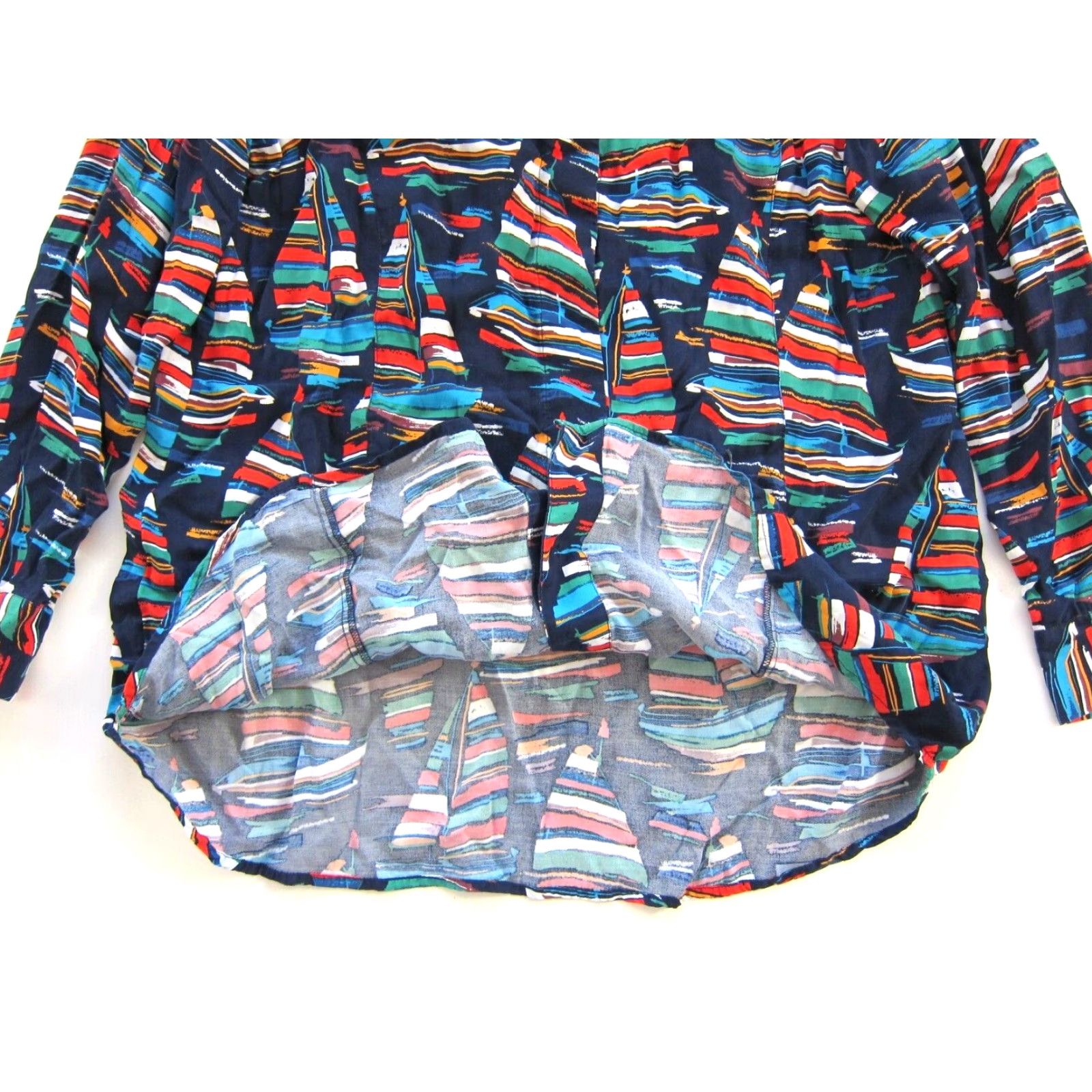 Soft Surroundings Soft Surroundings Blouse Long Sleeve Button Down Blue Womens L Sailboat Rayon Floral Pattern Fall Spring Summer Winter Size L / US 10 / IT 46 - 6 Thumbnail