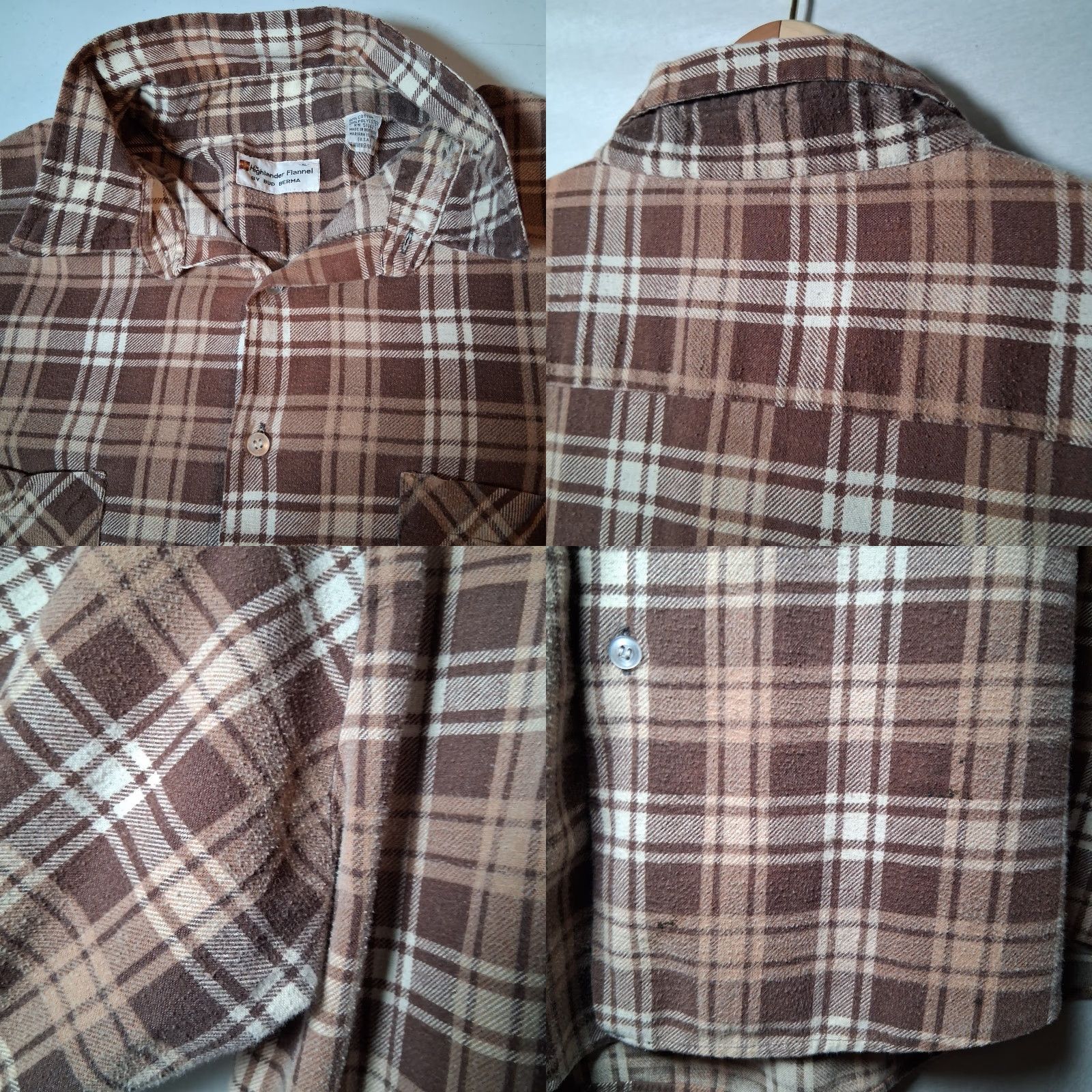 Vintage VINTAGE Bud Berma Highlander Flannel Shirt Men XL Brown Plaid Grunge Indie READ Size US XL / EU 56 / 4 - 8 Thumbnail