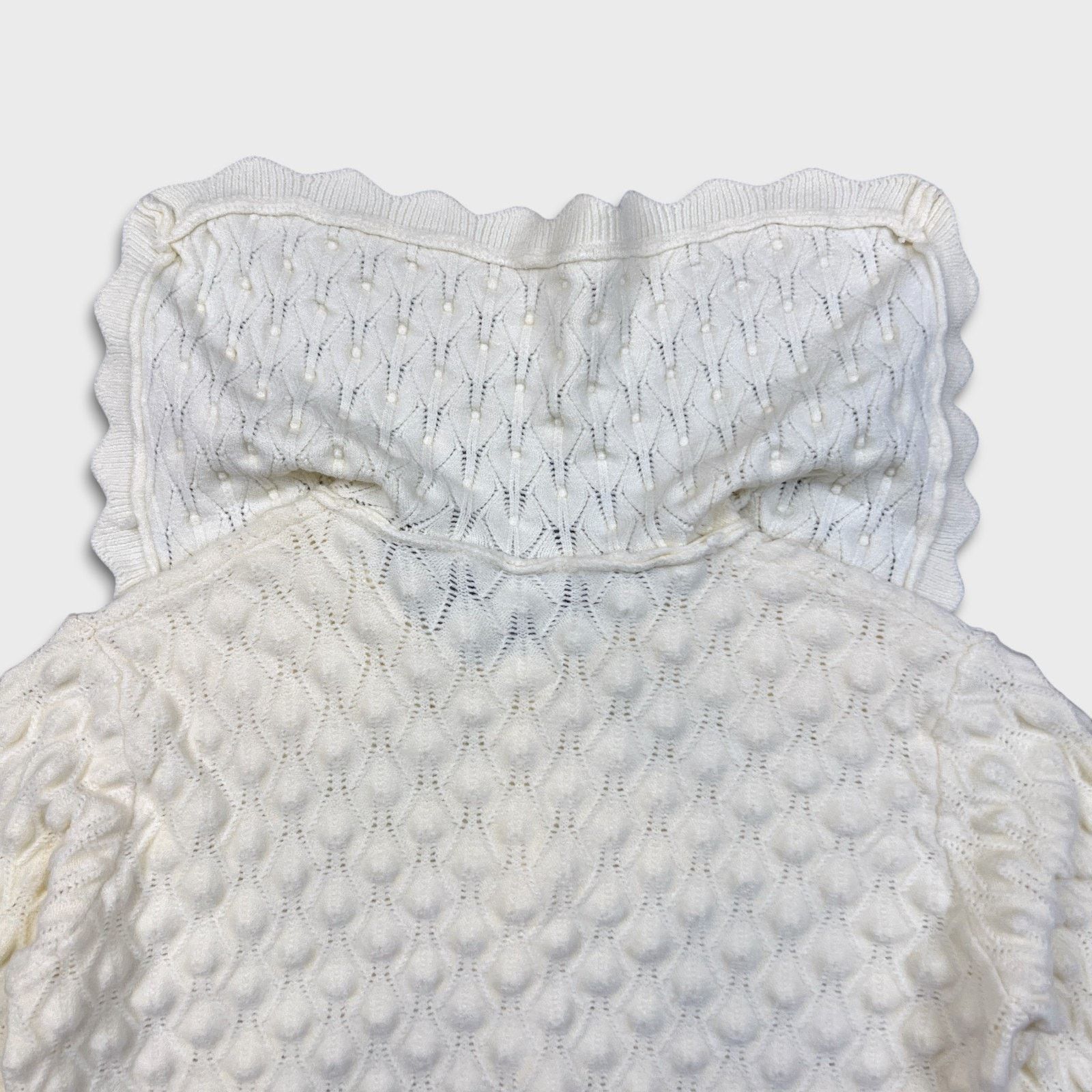 Vintage Vintage 90s Ivory Bobble Knit Cardigan Pearl Button Sweater Size S / US 4 / IT 40 - 8 Thumbnail