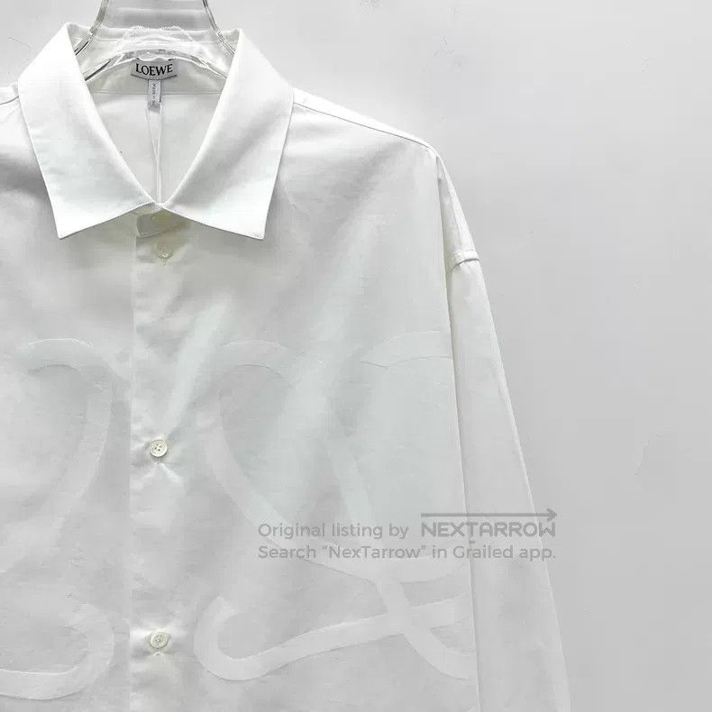 Loewe Loewe White Logo Printed Cotton Collar Long Sleeve Button- Size XS / US 0-2 / IT 36-38 - 3 Thumbnail
