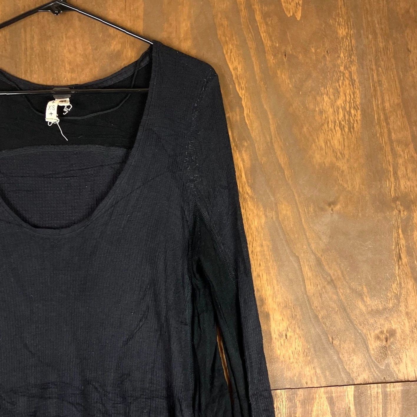 Vintage We The Free Womens Shirt Black Thermal Waffle Scoop Neck Long Sleeve XS Size XS / US 0-2 / IT 36-38 - 5 Thumbnail