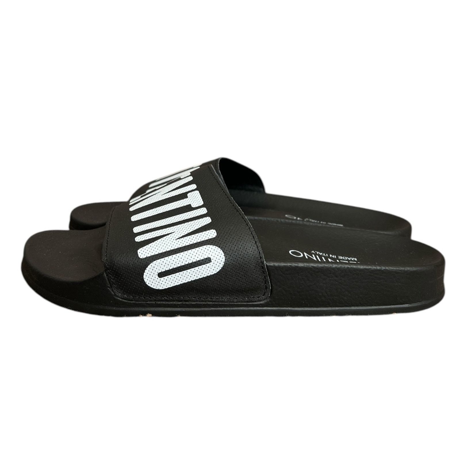 Mario Valentino VALENTINO Black Footbed Gaia Leather Slide Sandals, IT37 Size US 7 / EU 40 - 1 Thumbnail