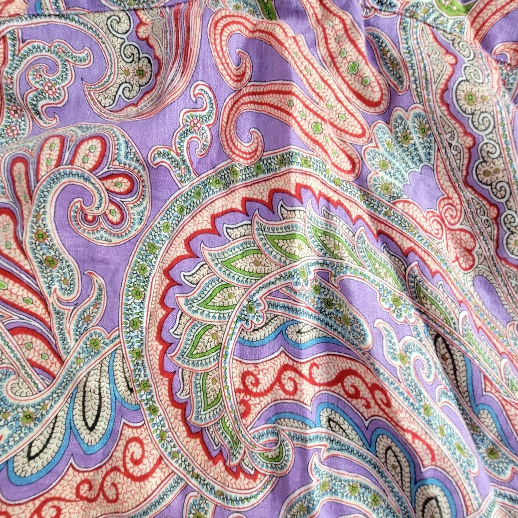 Ralph Lauren Lauren Ralph Lauren Women Paisley Linen Button-Up Blouse Shirt Large Multicolor Size L / US 10 / IT 46 - 3 Thumbnail
