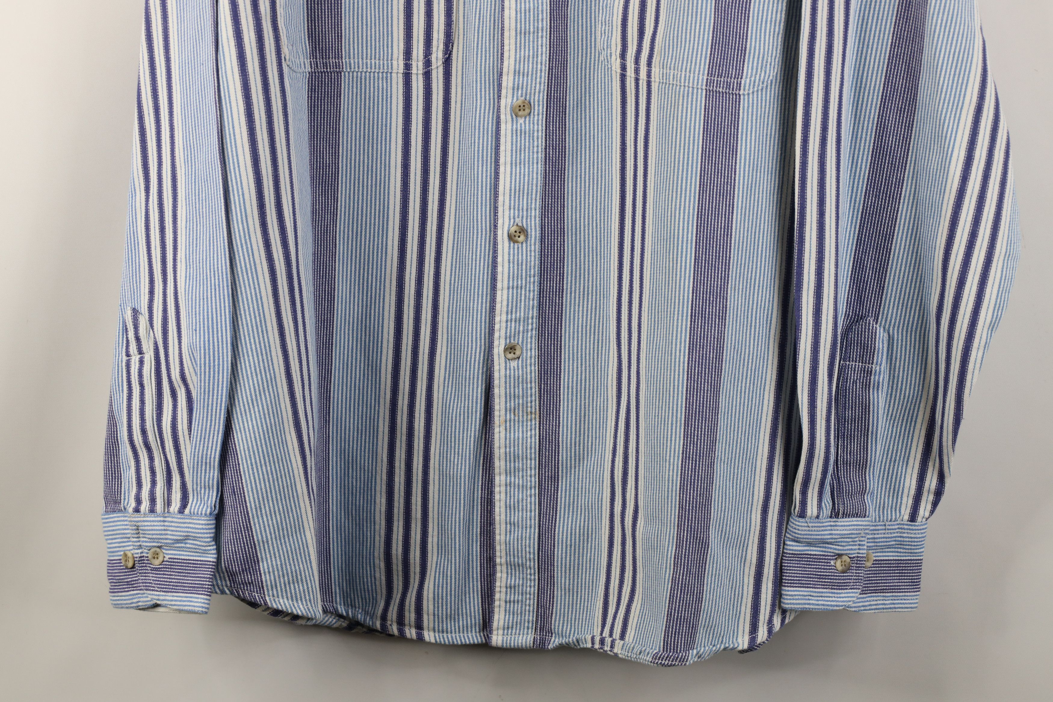 Vintage Vintage 90s Streetwear Heavy Striped Twill Button Down Shirt Size US L / EU 52-54 / 3 - 3 Thumbnail