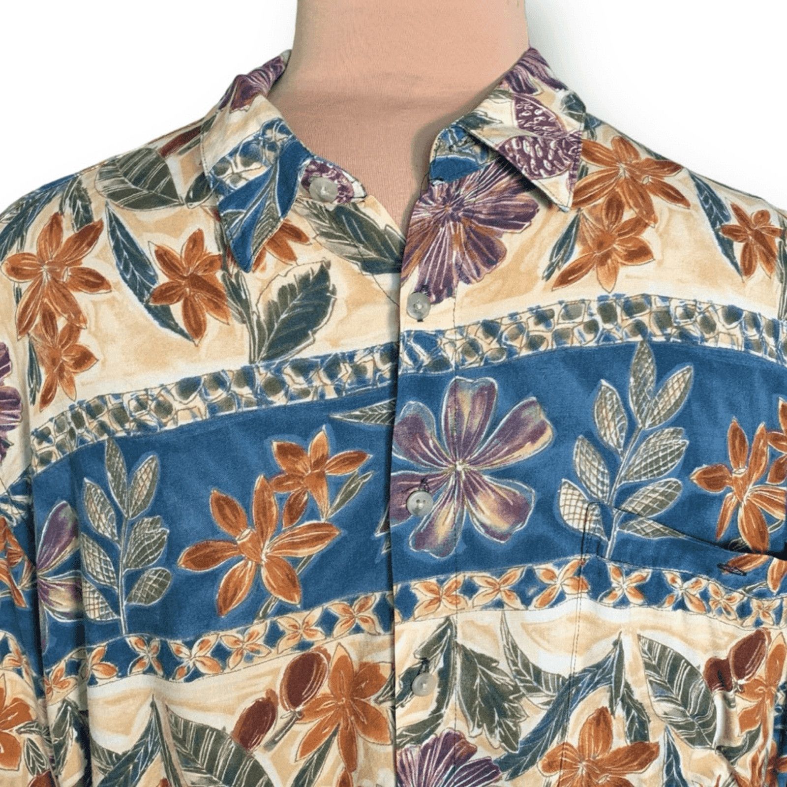 Vintage Vintage 90s Campia Moda Rayon Printed Shirt Blue Floral Top Size US XL / EU 56 / 4 - 1 Thumbnail