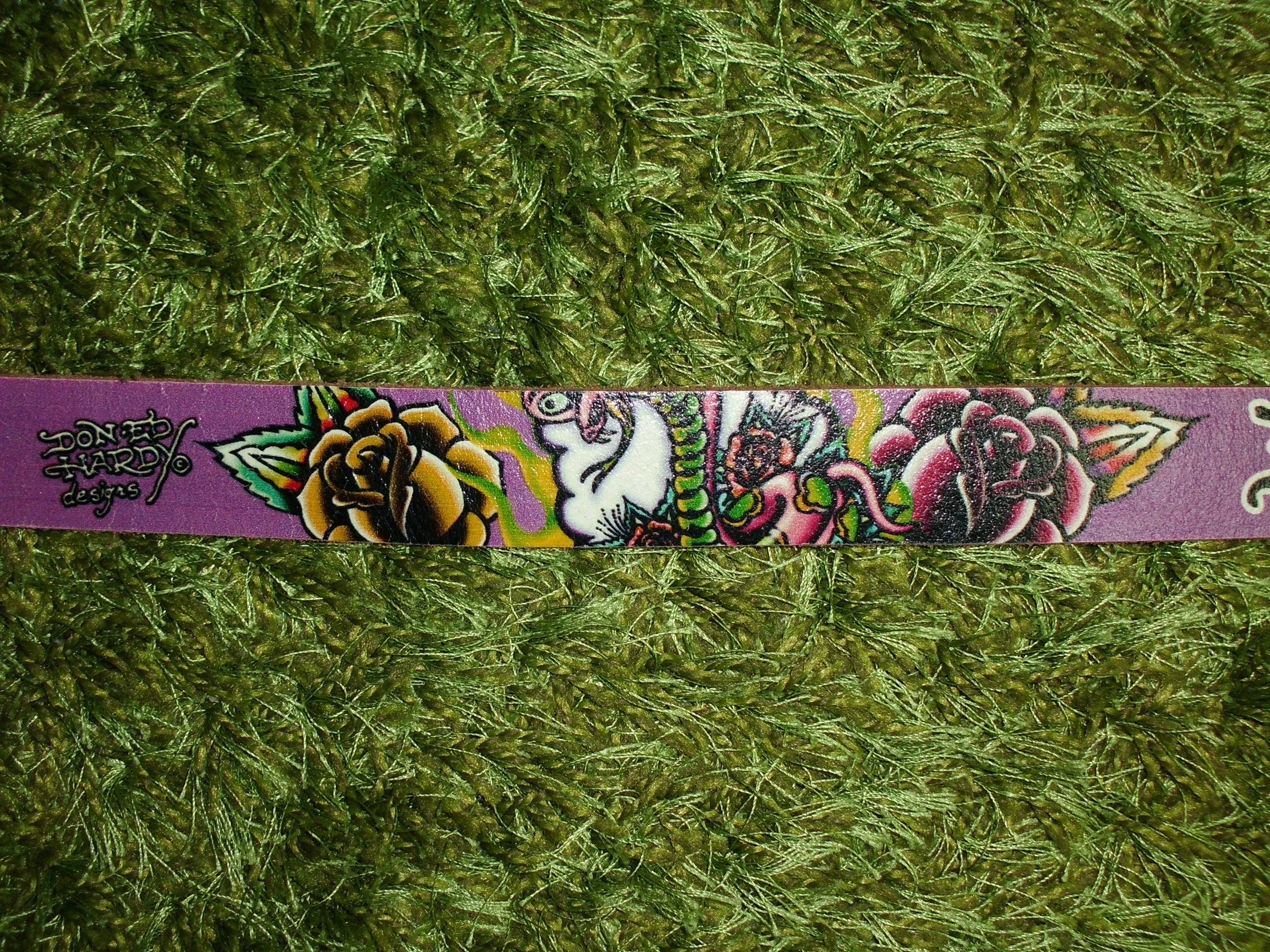 Ed Hardy Ed Hardy Purple Leather Belt "Love Kills Slowly" Size 44 - 10 Thumbnail