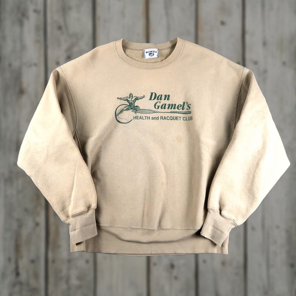 Lee VINTAGE Dan Gamel Sweatshirt Crewneck Mens XL Lee Khaki 90s Gym Workout Bodybuilding Logo Pullover Cotton Polyester Fleece Size US XL / EU 56 / 4 - 1 Thumbnail