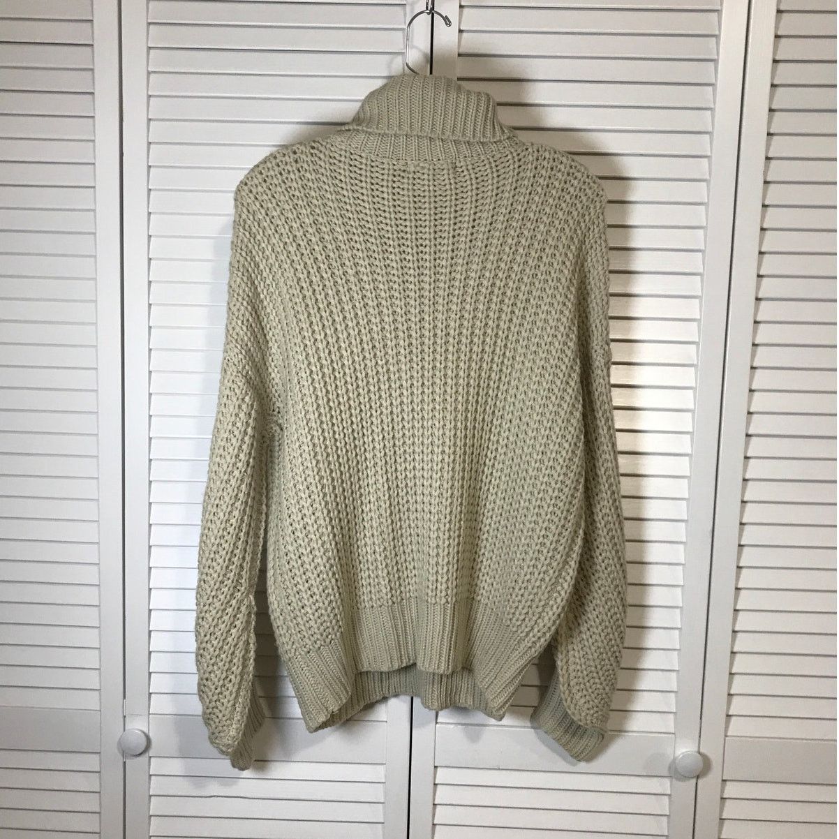 Other Hippie Chic Tan Cable Knit High Neck Long Sleeve Sweater Size XL / US 12-14 / IT 48-50 - 2 Thumbnail